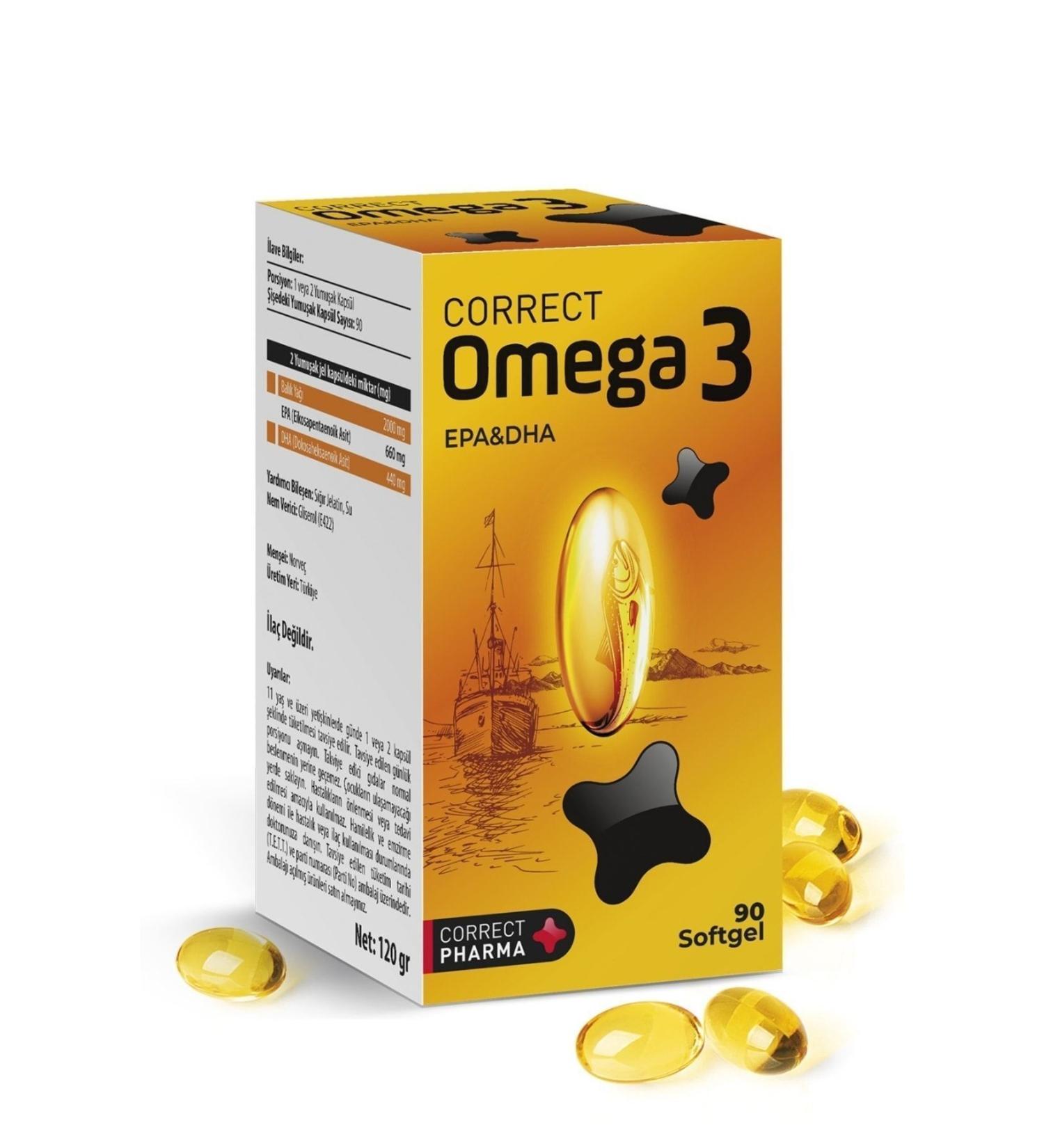 CORRECT PHARMA Omega 3 1000 Mg Fish Oil 90 Softgel
