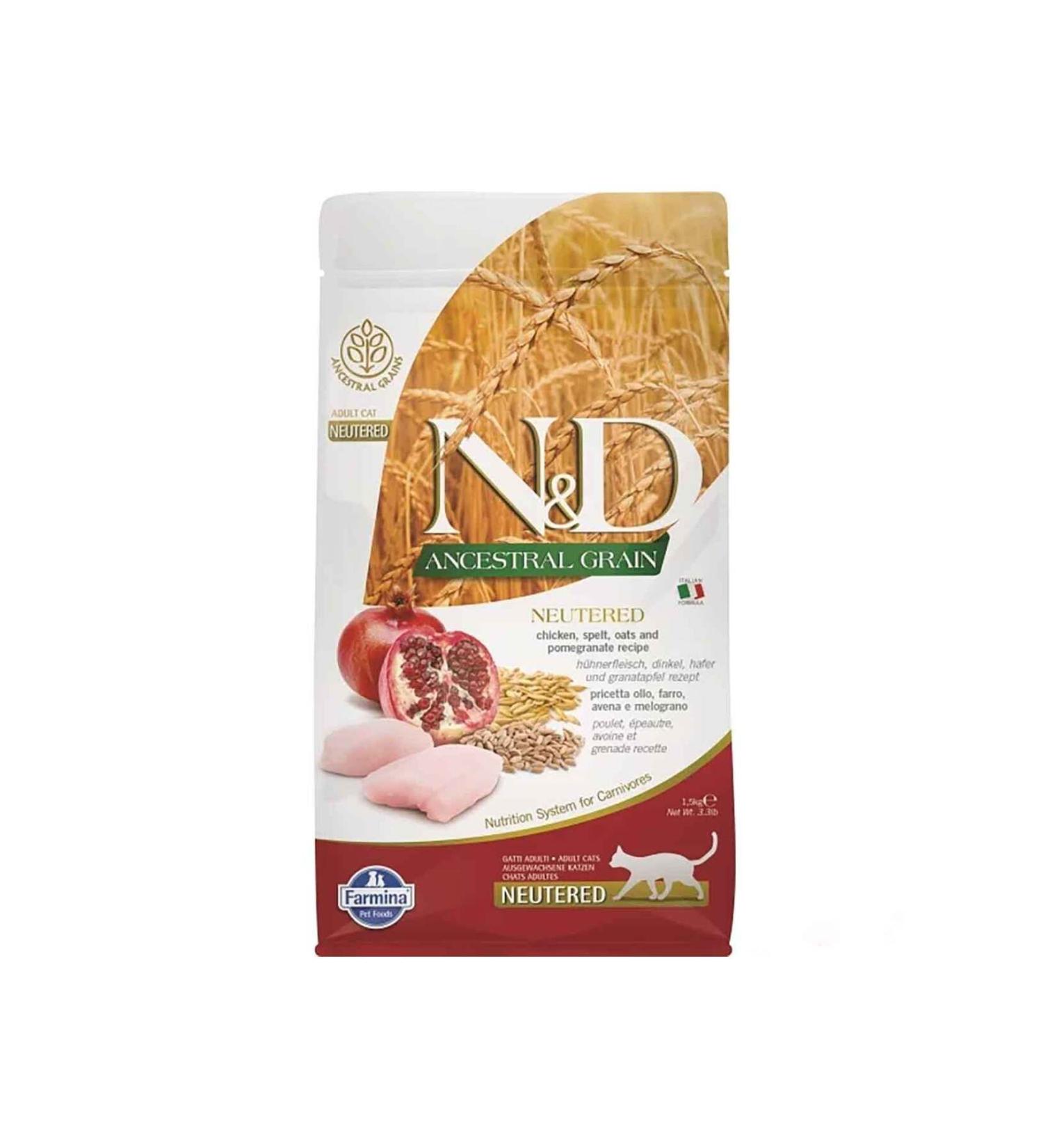 N & D Ancestral Chicken and Pomegranate Low Grain Sterilized Cat Food 5 Kg