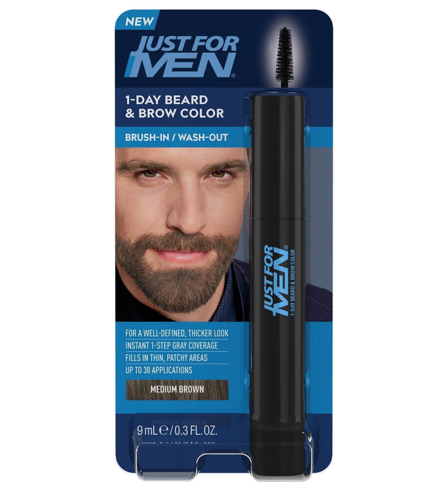 Just For Men 1 Day Temporary Beard and Eyebrow Dye Medium Brown 9ML - Buy Online on GoSupps.com