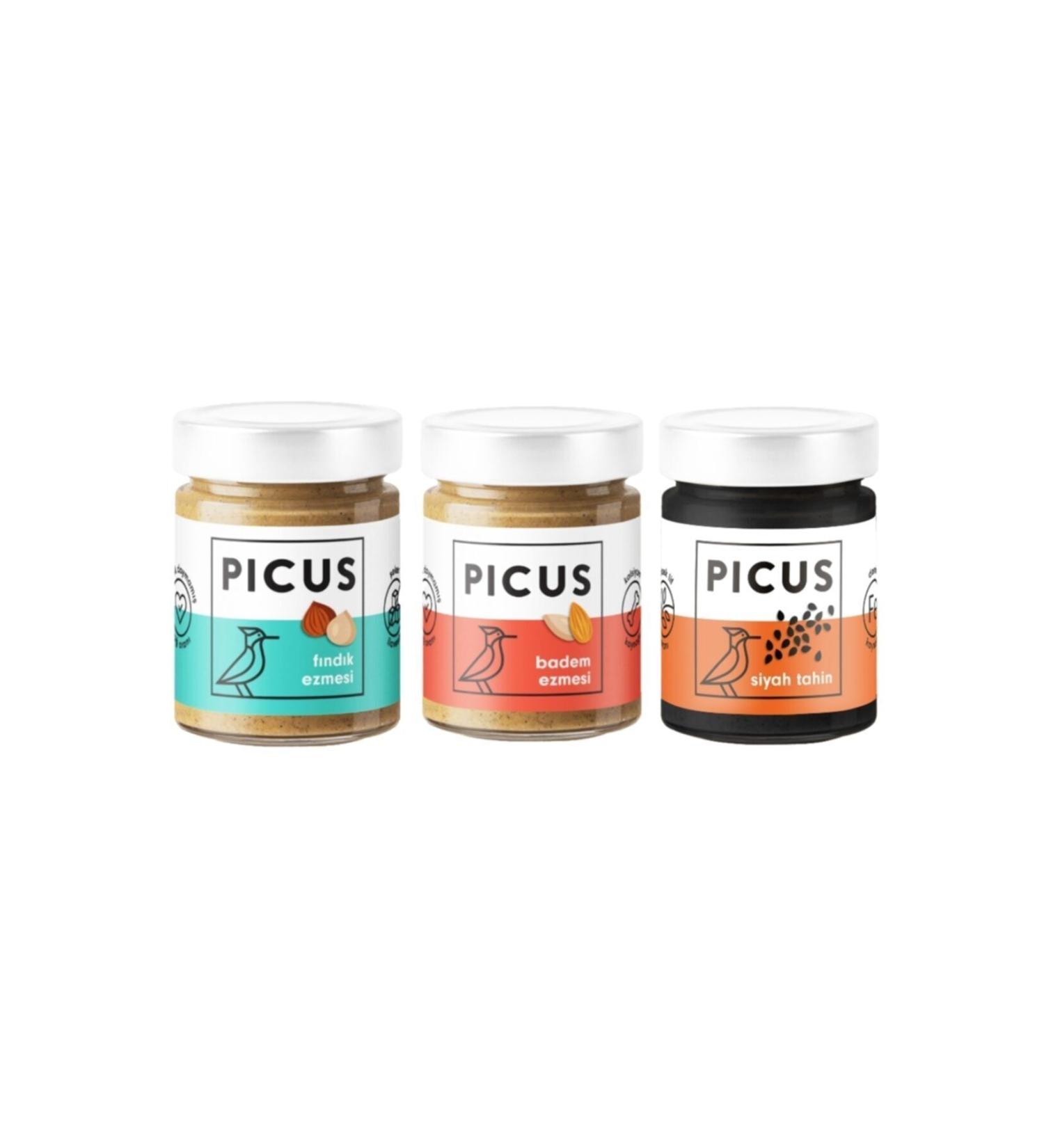 picus Hazelnut Paste 195 Gr.x1 Almond Paste 195 Gr.x1 Black Tahini 210 Gr.x1