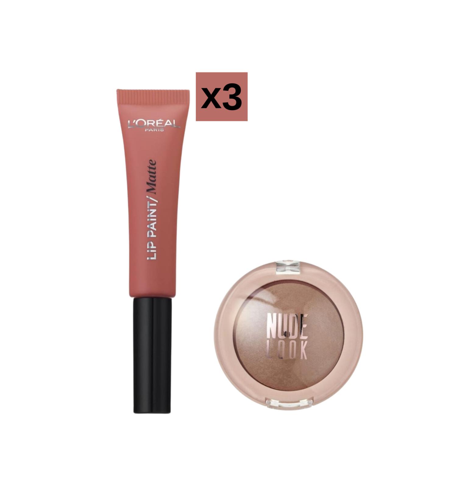 Golden Rose Nude Look Matte Baked Eyeshadow Single Matte Eyeshadow + Loreal Paris Infaillible Lip Paint Matte 201 Lipstick