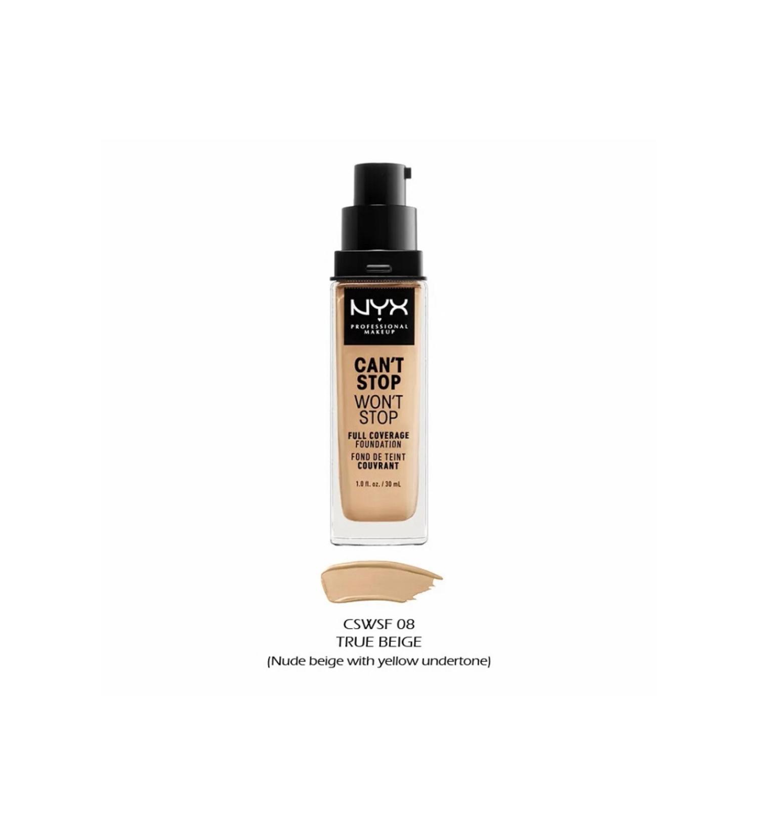 NYX Professional Makeup Can't Stop Won't Stop Full Coverage Foundation-08 TRUE BEIGE- 30ml