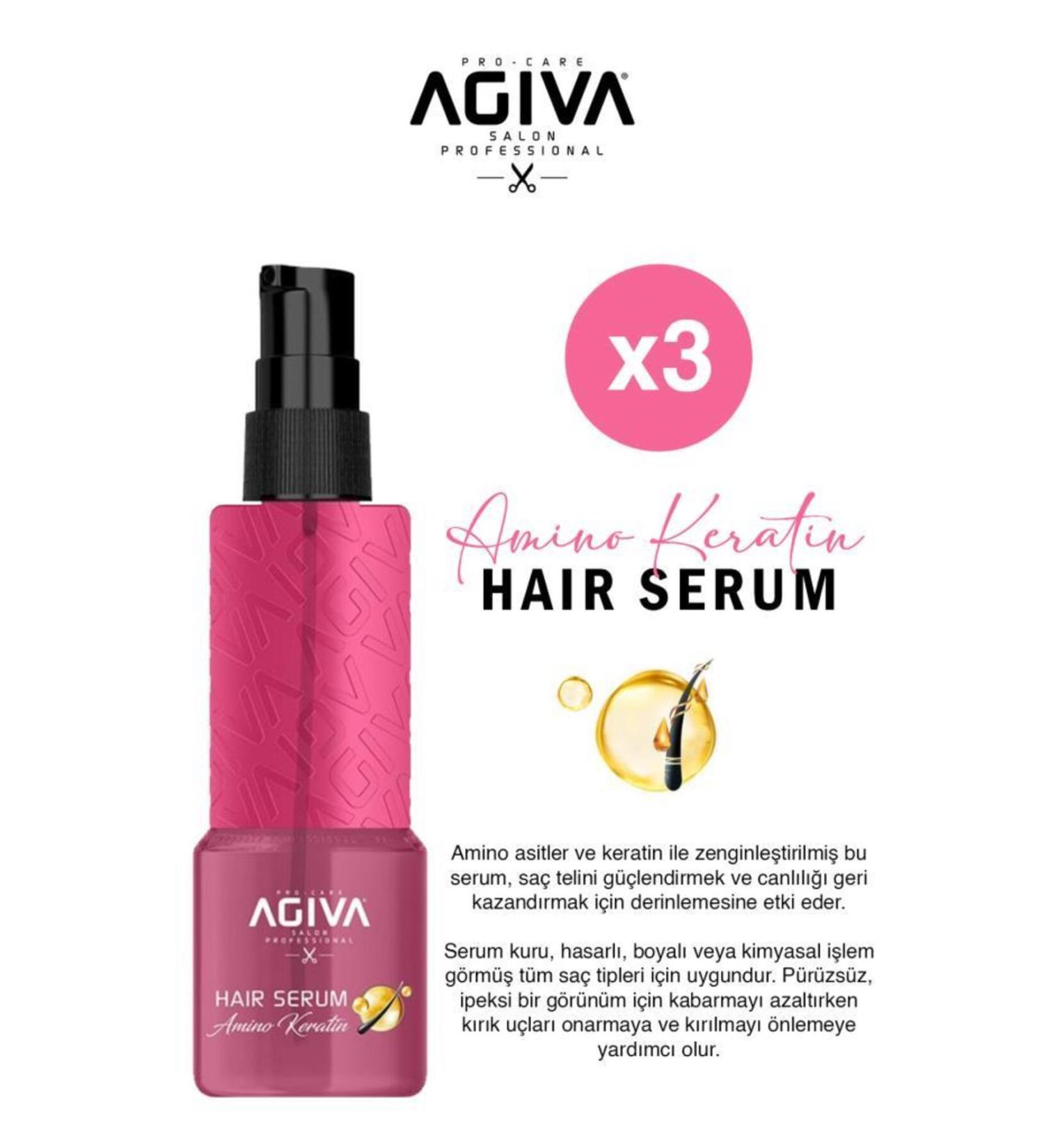 Agiva Amino Keratin-Keratin Charging Hair Serum 100ml X3