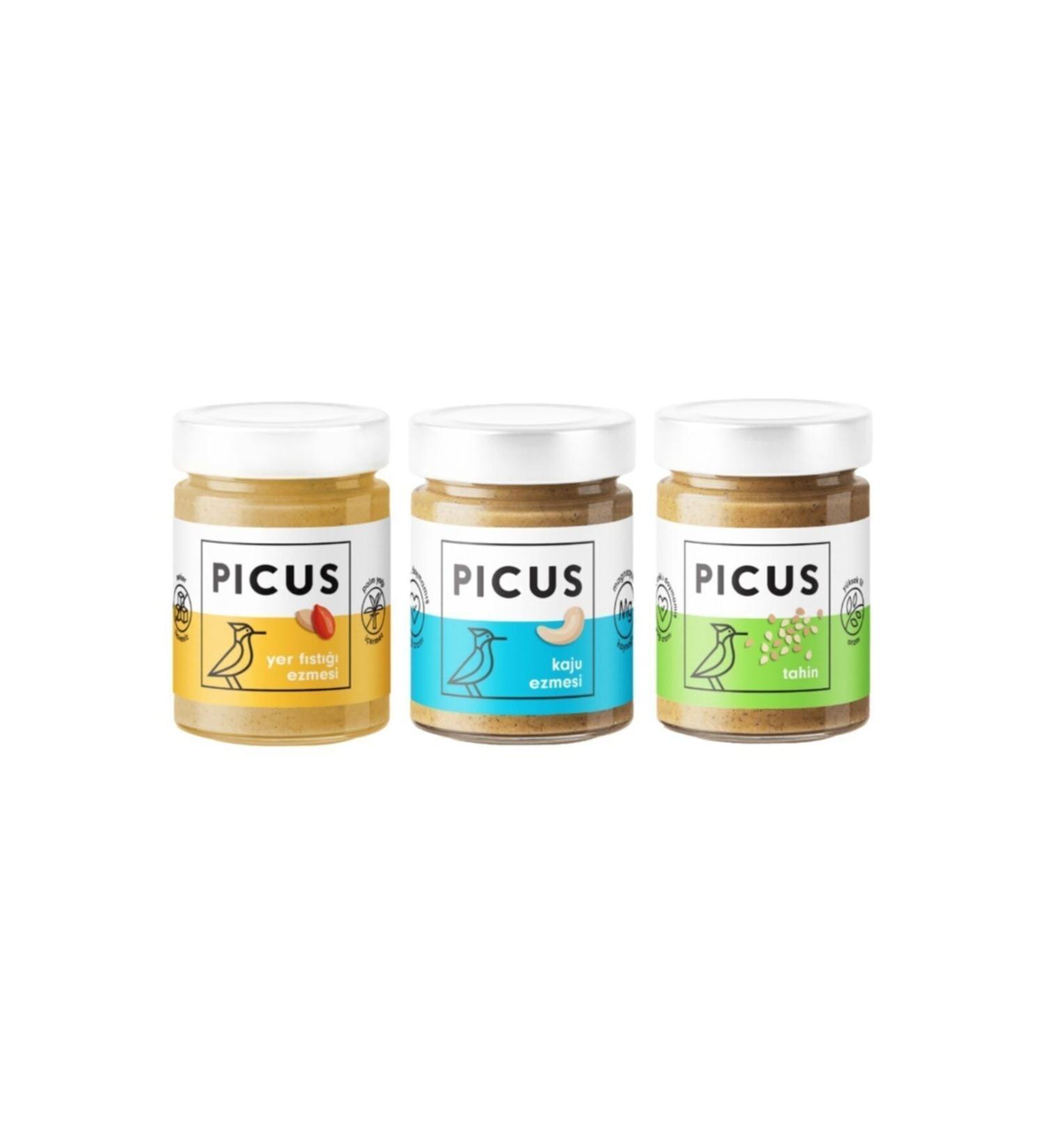 picus Peanut Butter 300 Gr.x1 Cashew Paste 195 Gr.x1 Tahini 285 Gr.x1 - Buy Online on GoSupps.com