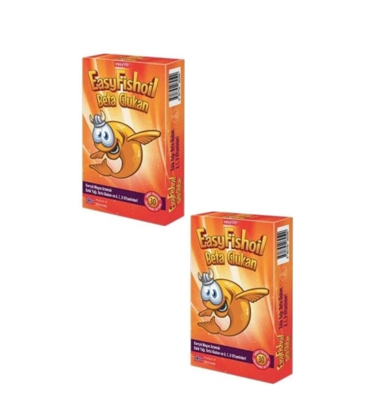 EASYVIT Easyfishoil Beta Glucan Mixed Fruit Flavored 30 Gel Tablets X 2 Pieces