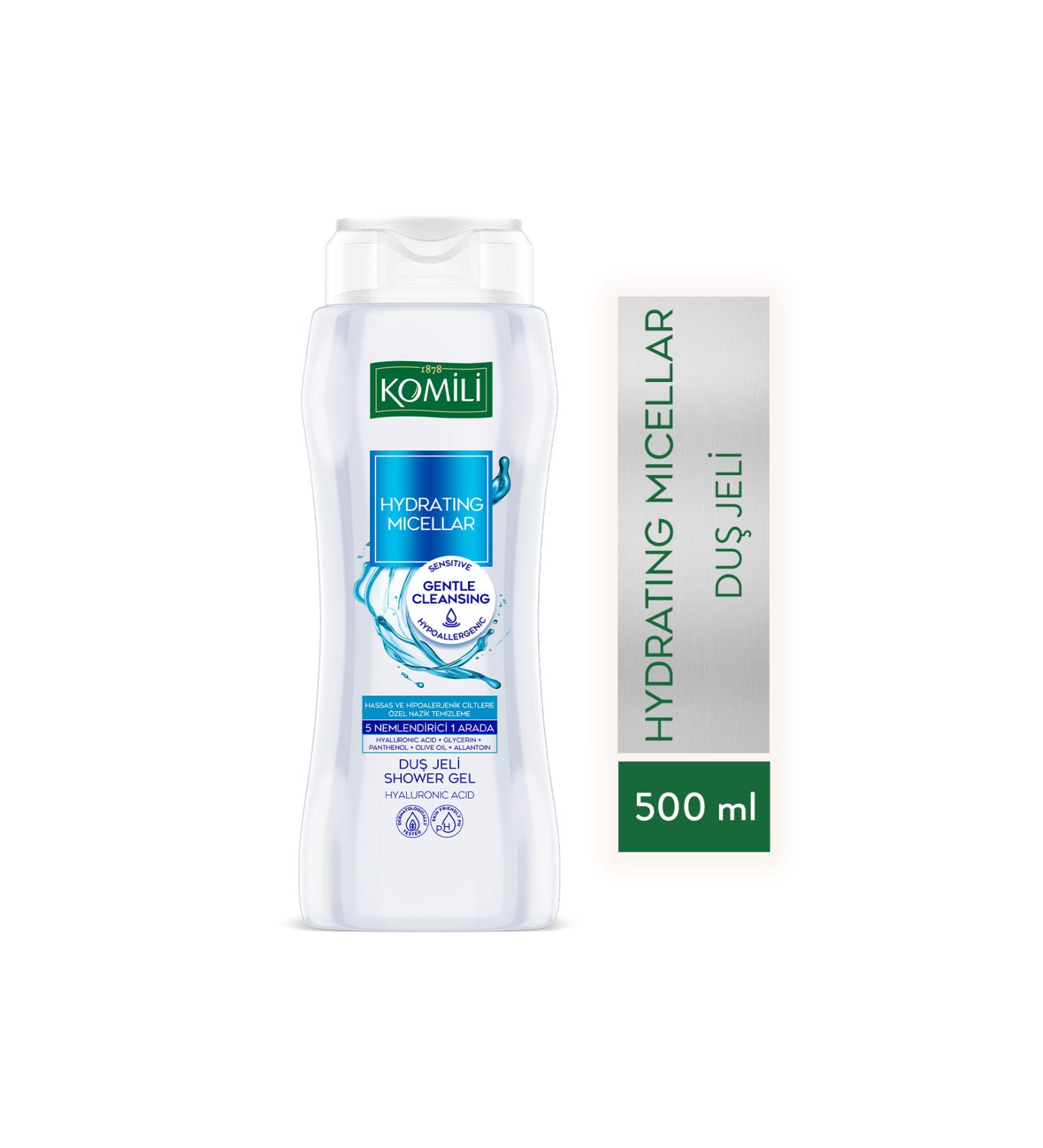 Komili Hydrating Micellar Shower Gel - Sensitive and Gentle Cleansing - Vegan - 500 ML - Buy Online on GoSupps.com