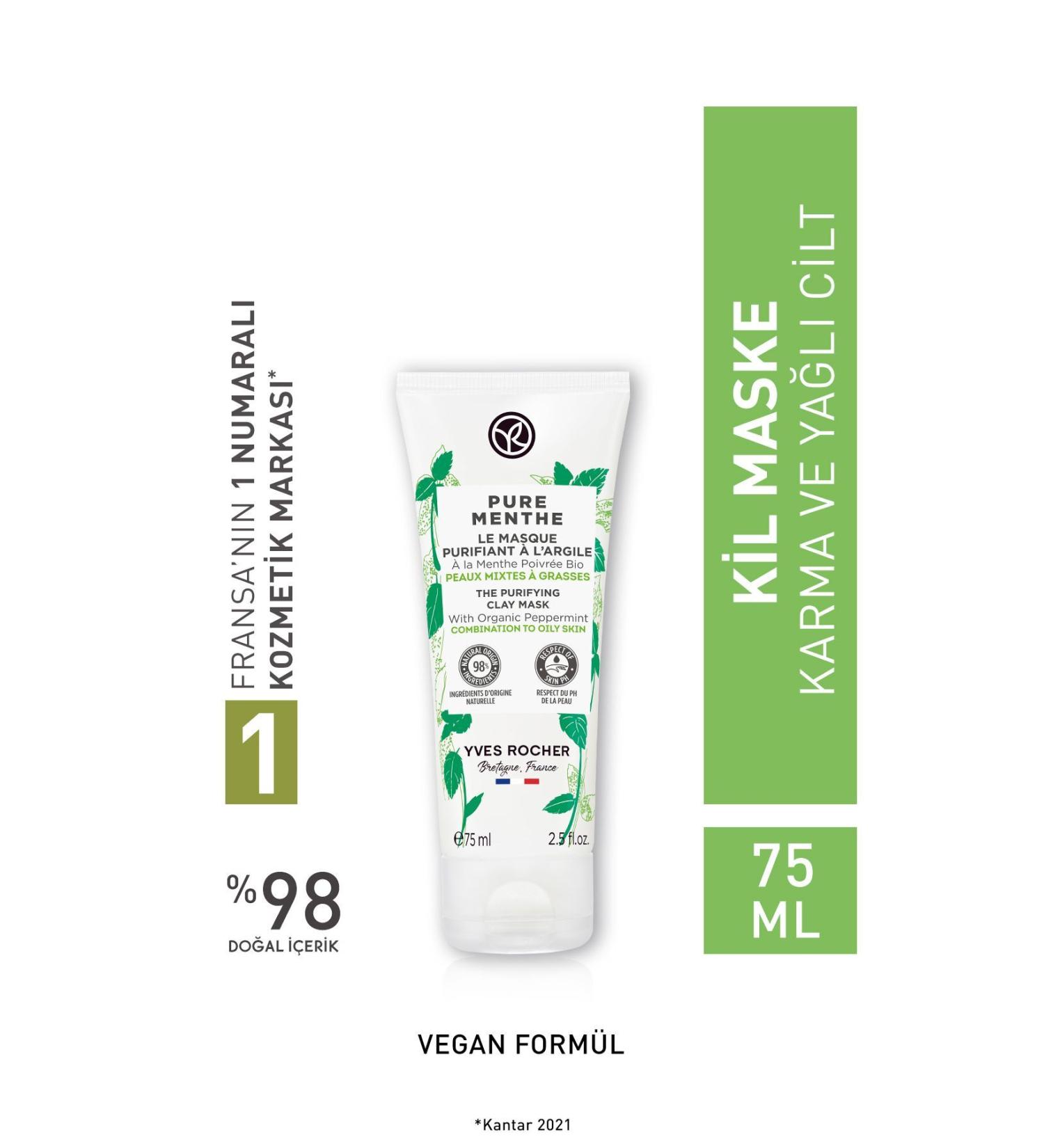 Yves Rocher Pure Menthe Clay Mask for Combination and Oily Skin - 75 ml - Buy Online on GoSupps.com