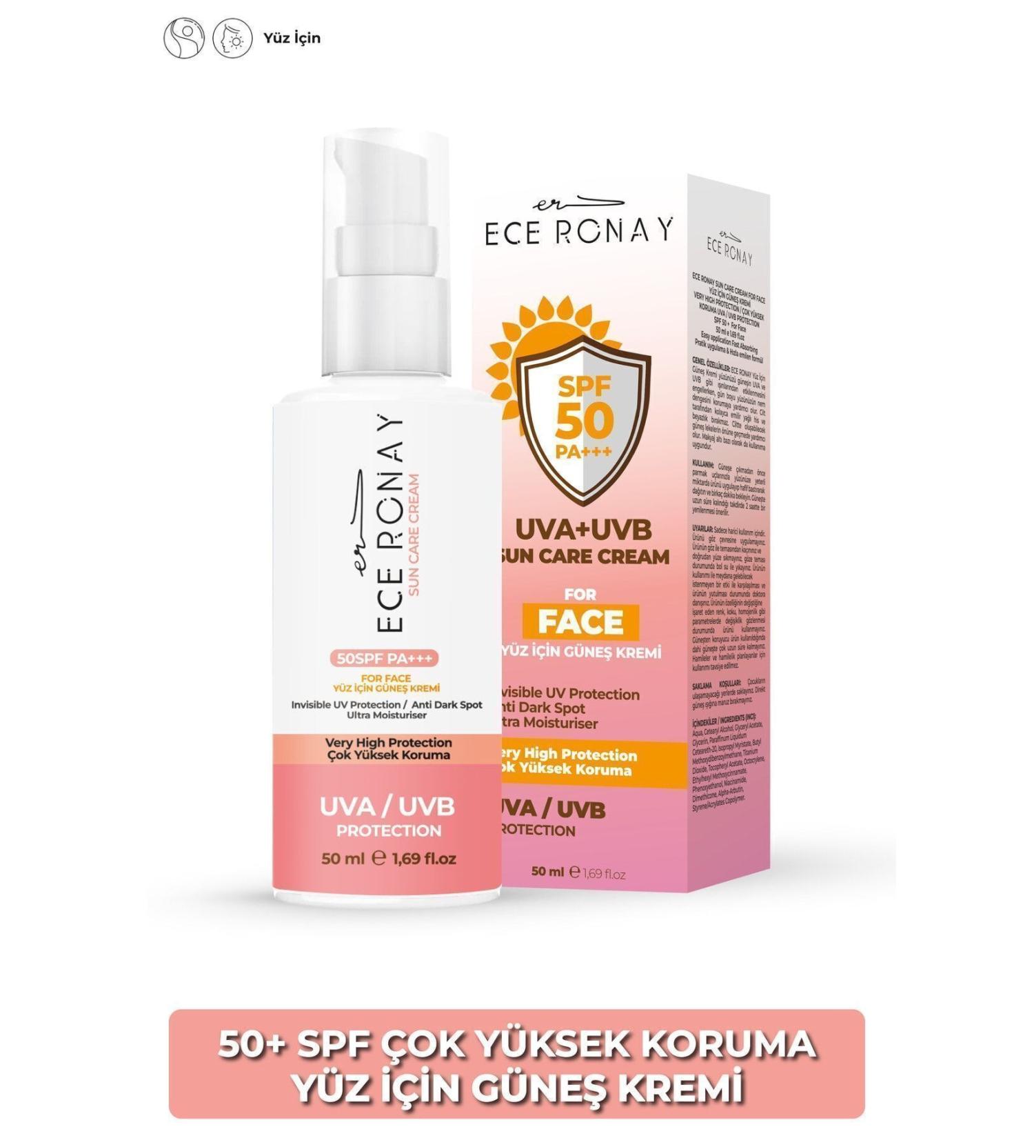 Ece Ronay Spf 50+ High Protection Moisturizing Face Sun Cream for All Skin Types 50 ML - Buy Online on GoSupps.com
