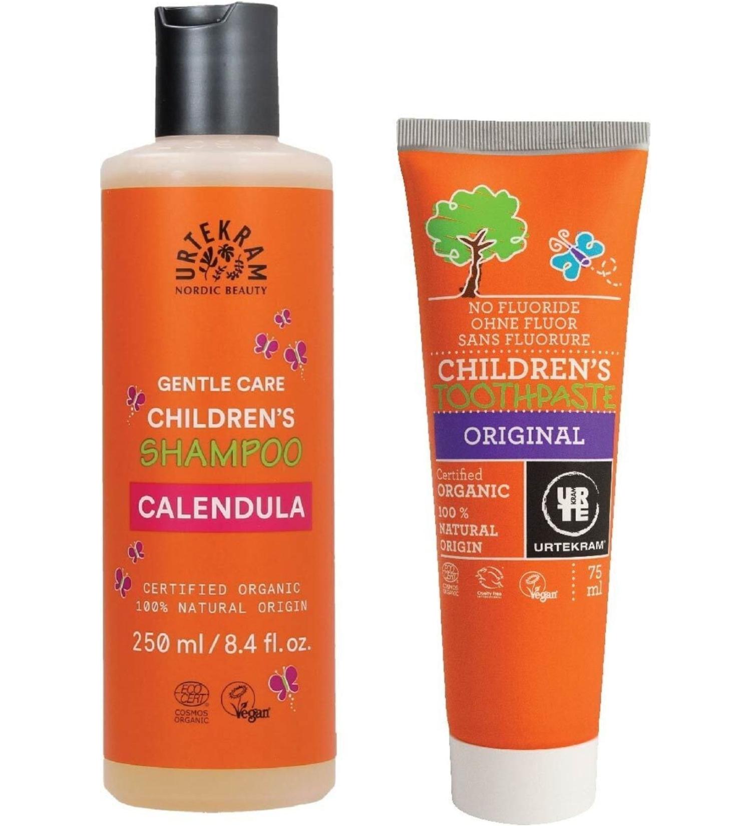 Urtekram Organic Child Care Set (Children's Shampoo 250 Ml + Sweet Fennel Children's Toothpaste 75 Ml)