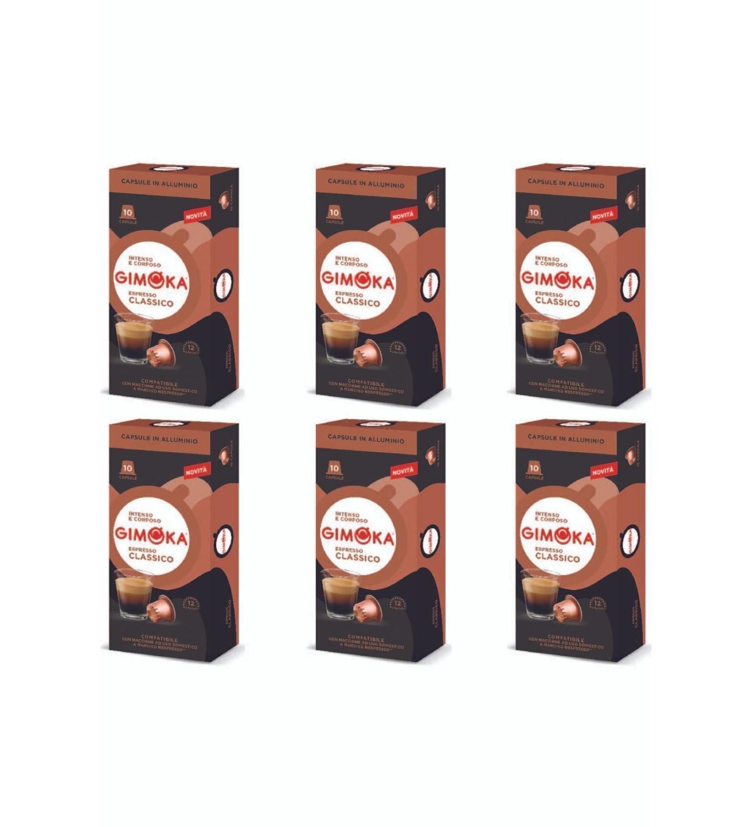 Gimoka Nespresso Compatible Aluminum Coffee Capsules Classic Espresso 10 pcs * 6 pcs - Density 12