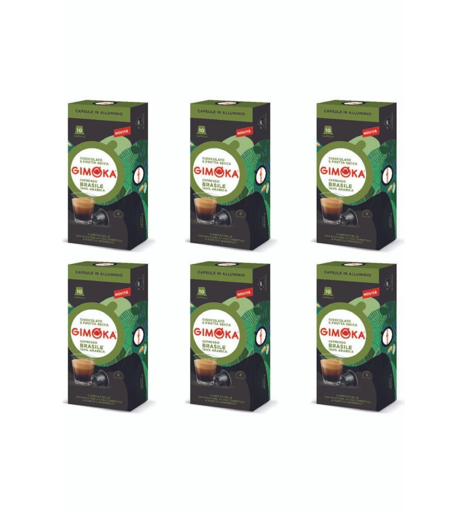 Gimoka Nespresso Compatible Aluminum Capsule Coffee Brasile 10pcs * 6pcs - Density 8