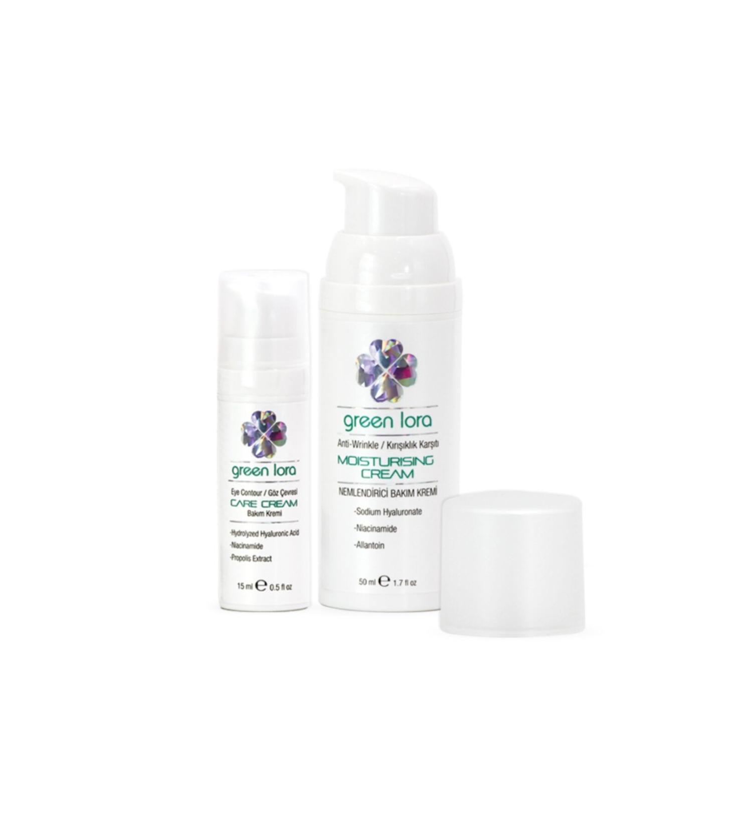 GREEN LORA Eye Contour Care Cream + Anti-Wrinkle Moisturizing Care Cream 2 in 1