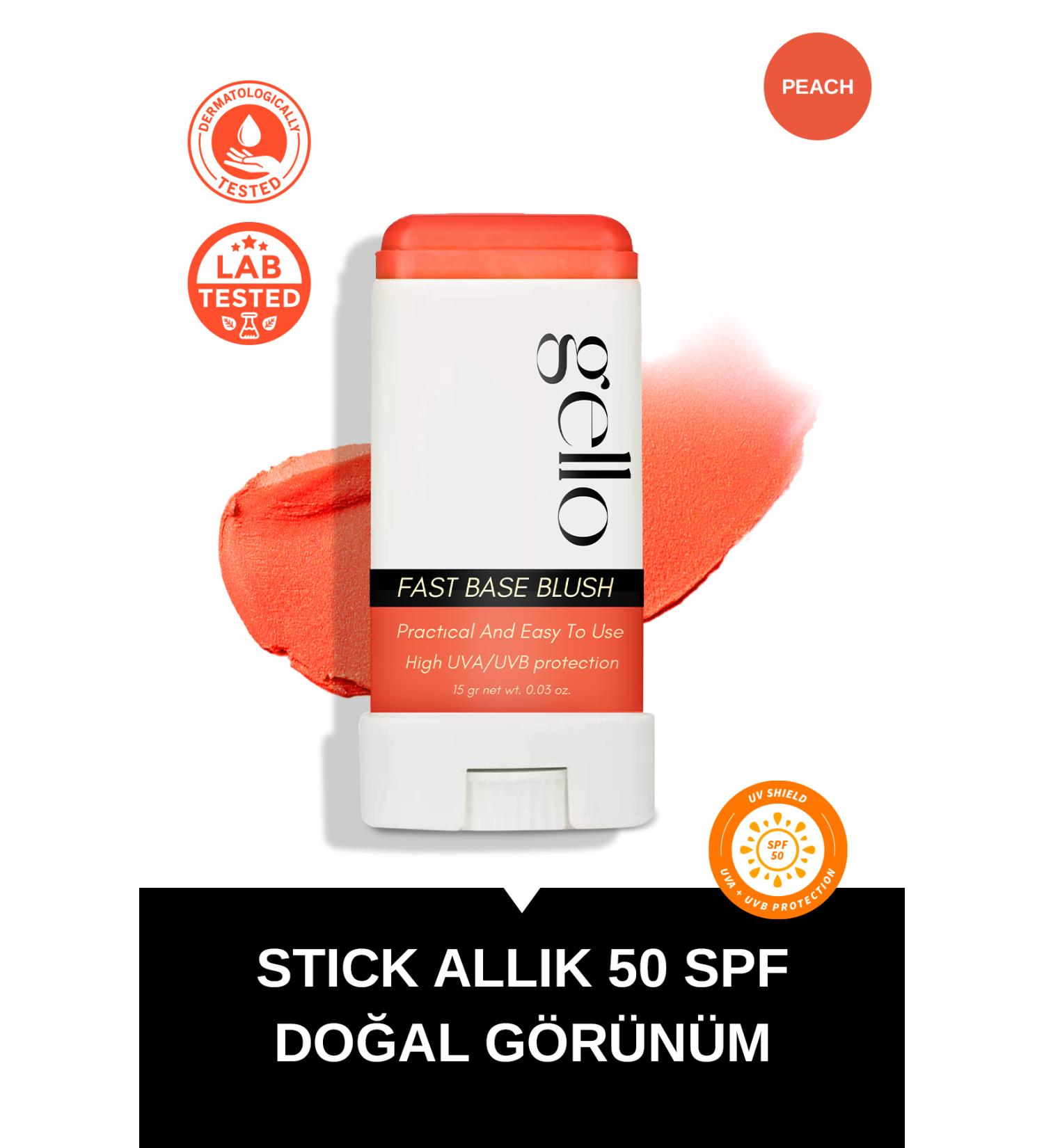 GELLO Moisturizing Stick Blush 50 Spf Peach Tone - Fast Base Blush - Buy Online on GoSupps.com
