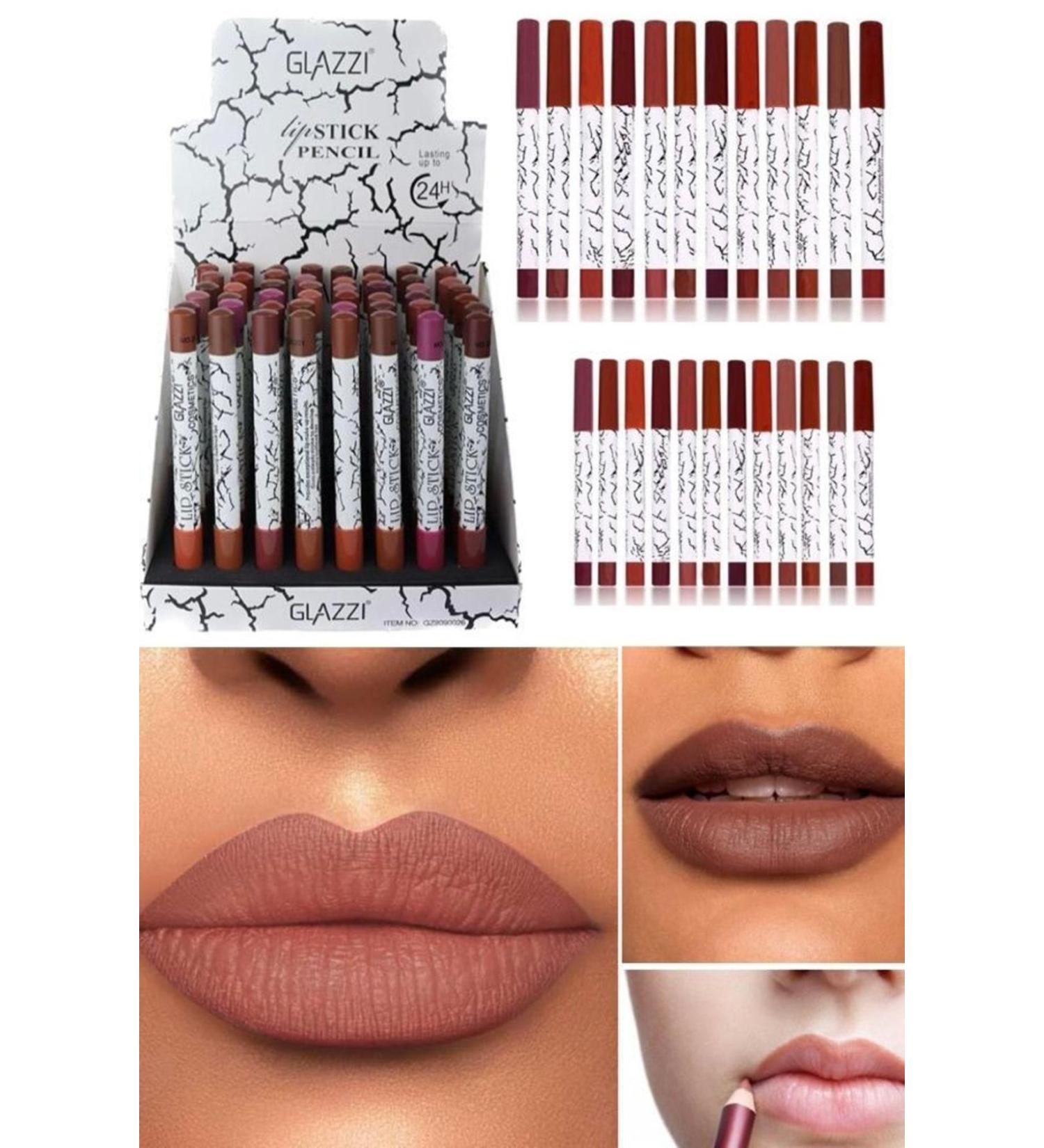 Utelips Matte Effect Super Permanent Pencil Lipstick Quality Set Professional Matte 12-Piece Intense Matte Thick Lip Pencil - Buy Online on GoSupps.com