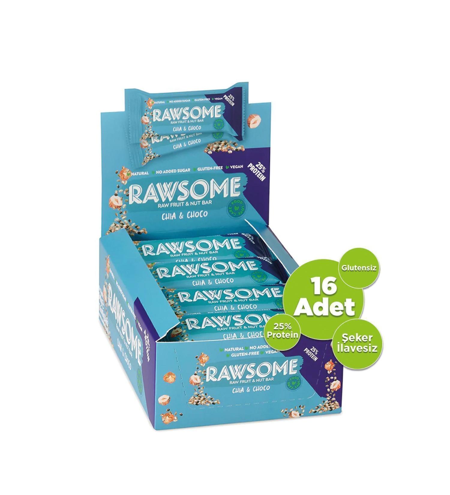 Rawsome Chia And Cocoa Bean Gluten Free And Vegan Protein Bar 40g X 16 Pieces - Buy Online on GoSupps.com