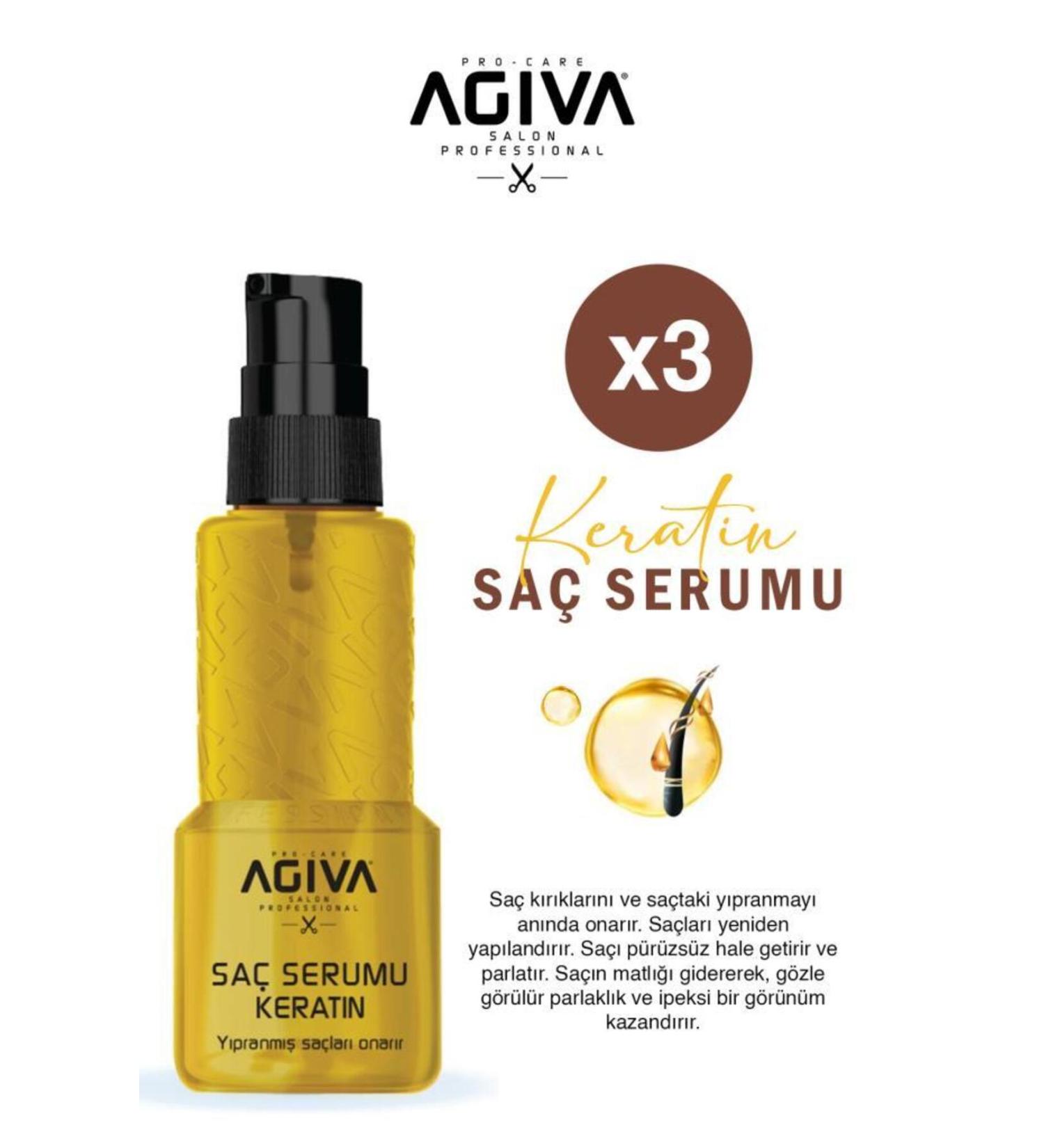 Agiva Keratin Anti-Damage Hair Serum 100ml X3