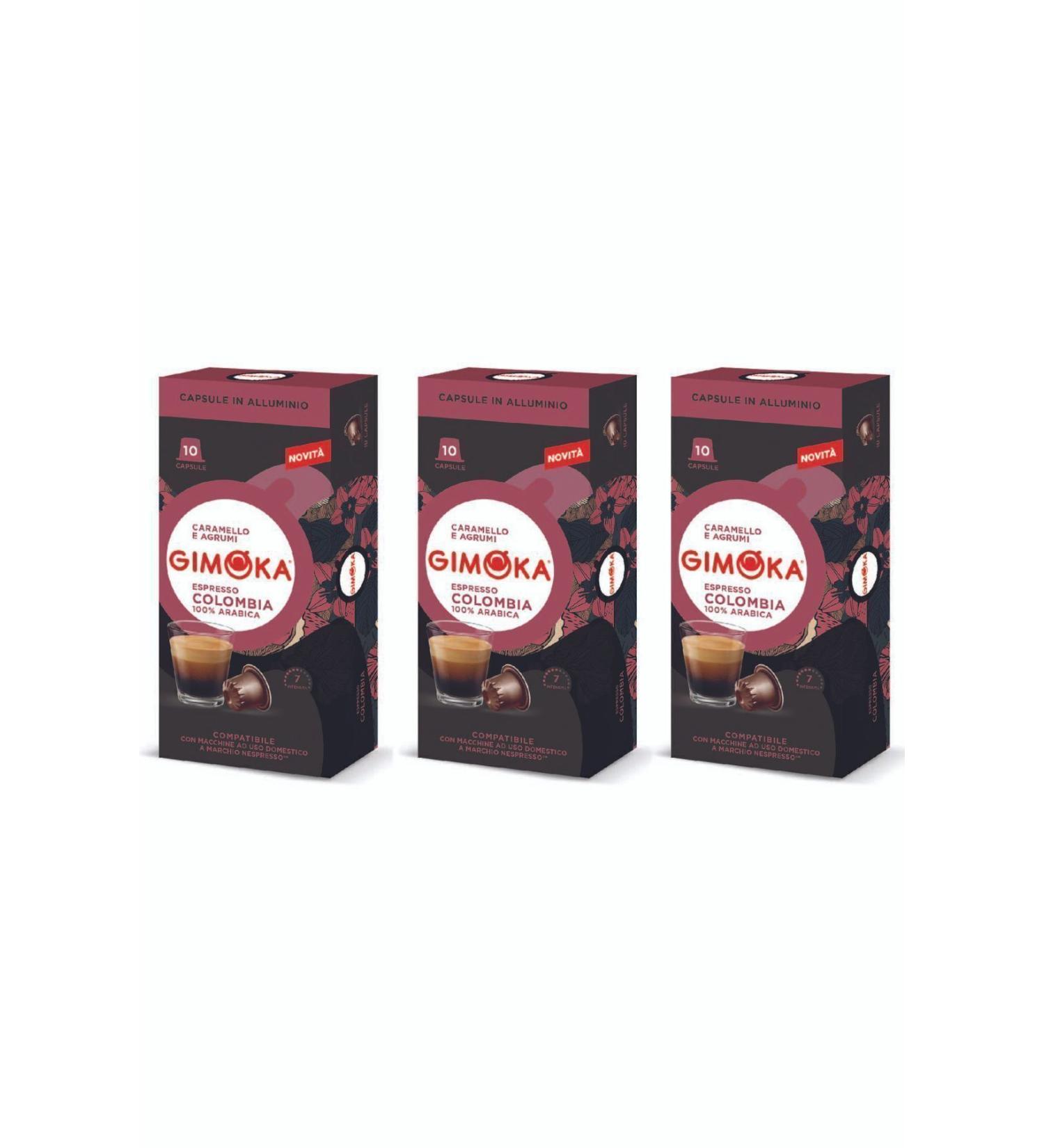 Gimoka Nesspresso Compatible Aluminum Coffee Capsules Colombia 10 Pieces * 3 Pieces - Density 7