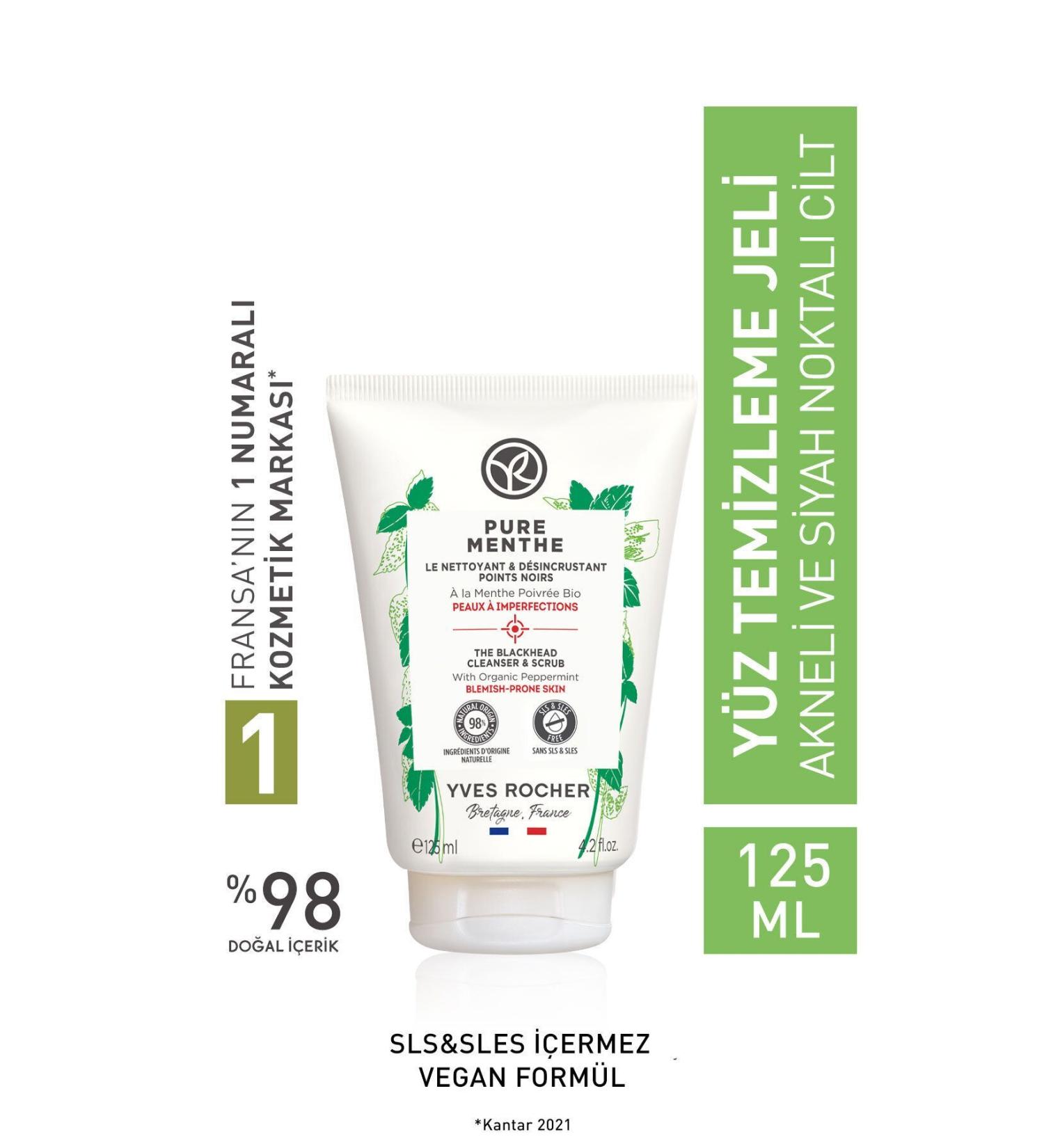 Yves Rocher Pure Menthe Peeling Effective Prebiotic Face Wash Gel for Acne Prone Skin - 125 Ml - 44983 - Buy Online on GoSupps.com