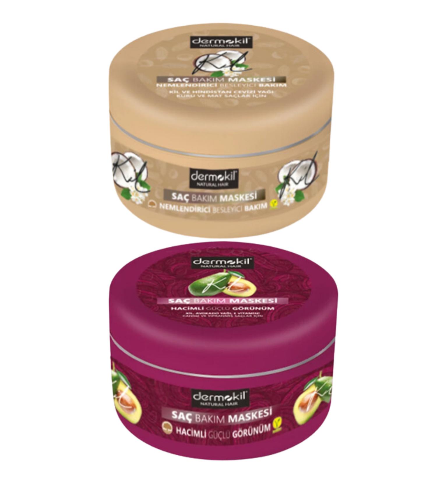 Efsoon Organics Vegan Clay and Coconut Natural Hair Mask 300 ml + Avocado and Vitamin E Hair Mask 300 ml