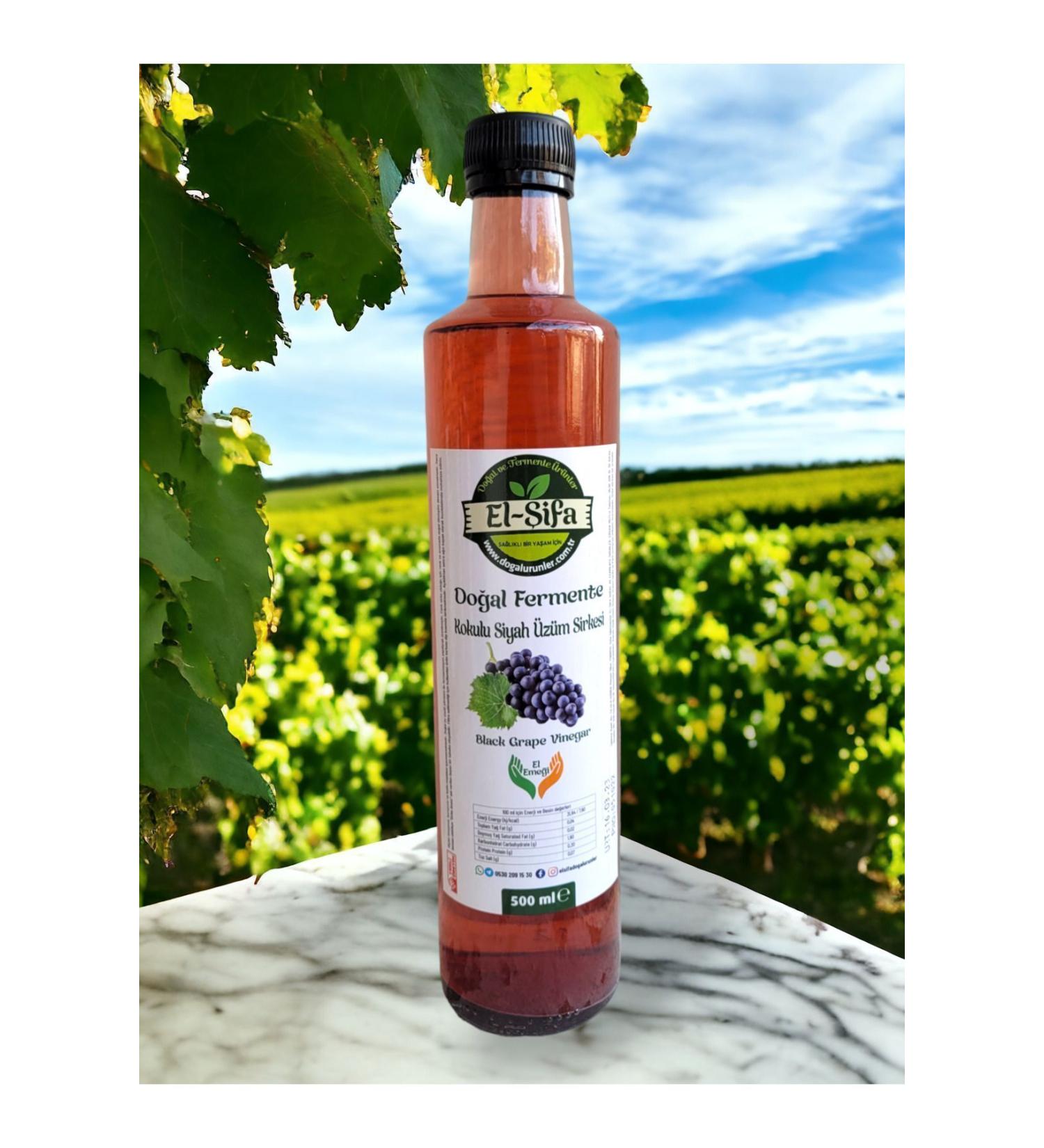 El ifa Natural Products 100% Natural Fermented Scented Black Grape Vinegar 500ml Glass Bottle