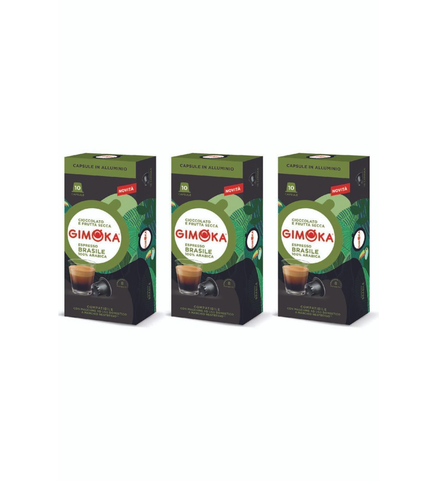 Gimoka Nespresso Compatible Aluminum Capsule Coffee Brasile 10 Pieces * 3 Pieces - Density 8