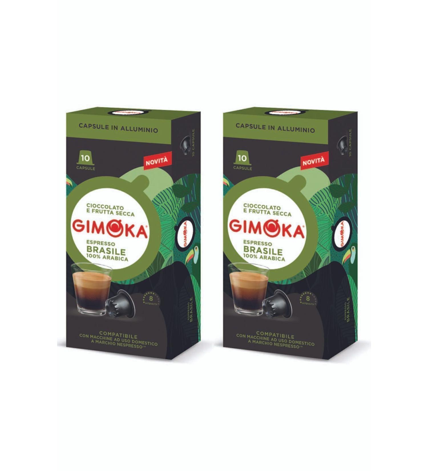 Gimoka Nespresso Compatible Aluminum Capsule Coffee Brasile 10 Pieces * 2 Pieces - Density 8