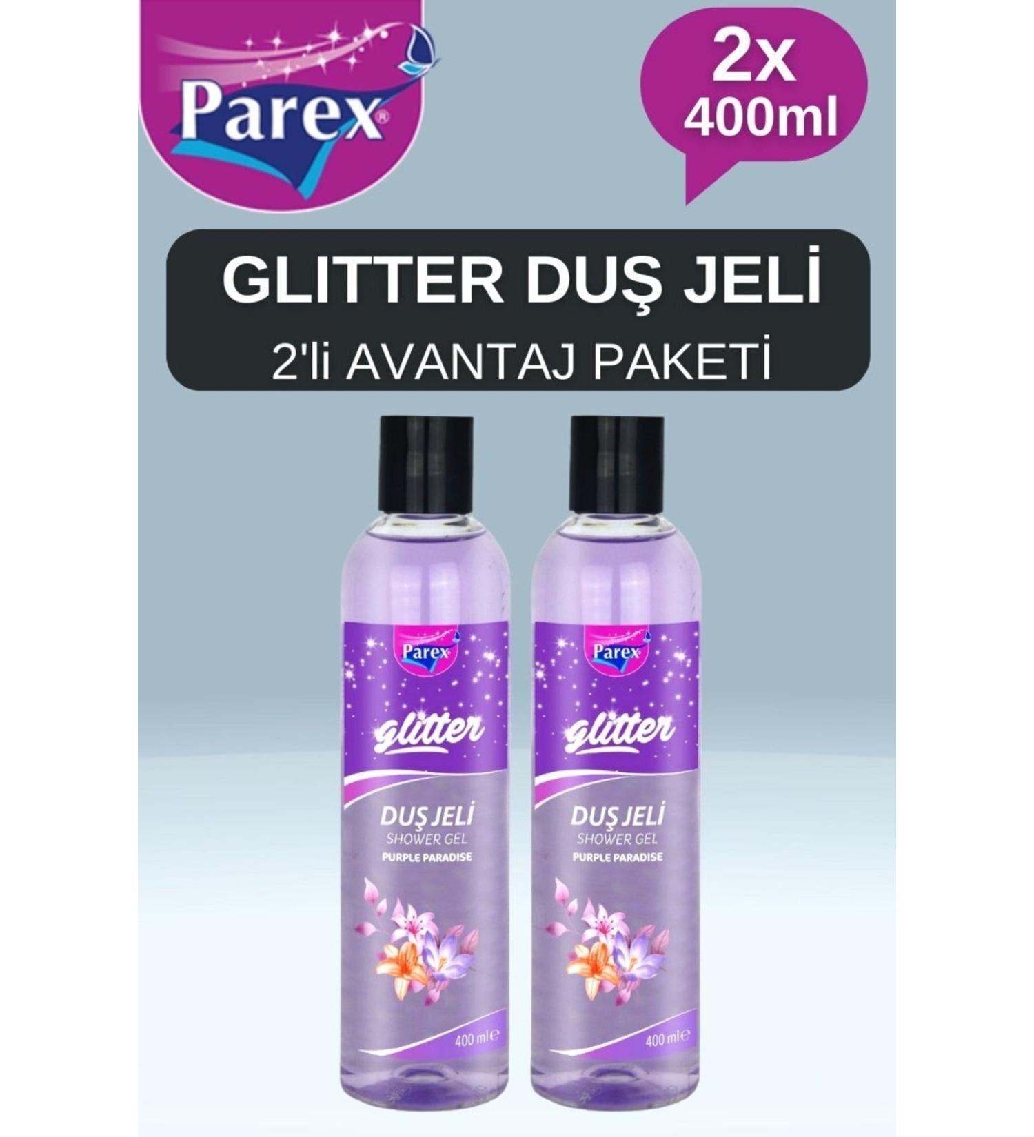 Parex 2 400ml Purple Paradise Glitter Moisturizing Bath and Shower Gel 2-Pack Advantage Antistress