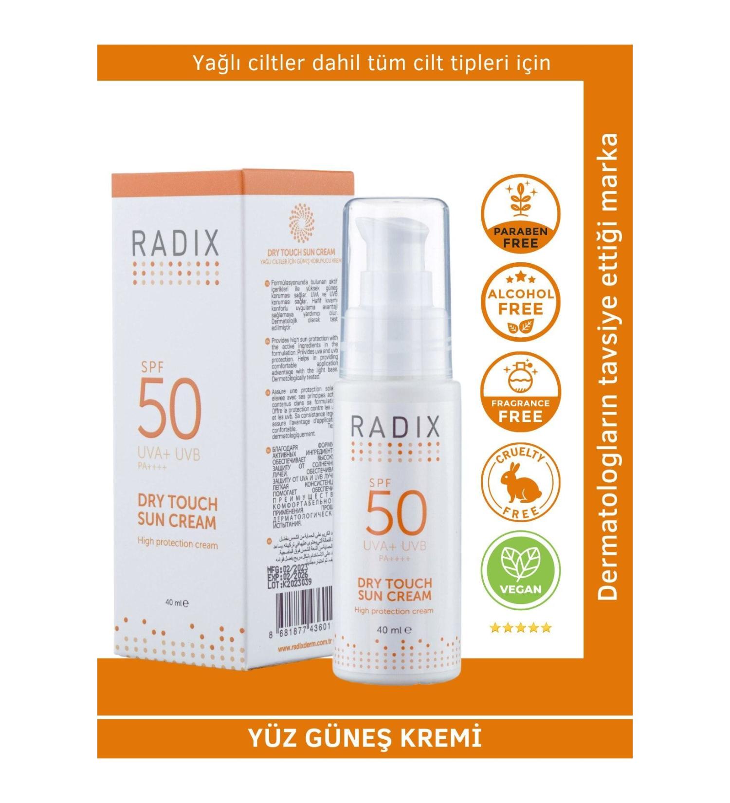 Radix Face Sun Cream Spf50+ Combination and Oily Skin - Dry Touch Sun Cream 40 Ml 8681877436011 - Buy Online on GoSupps.com