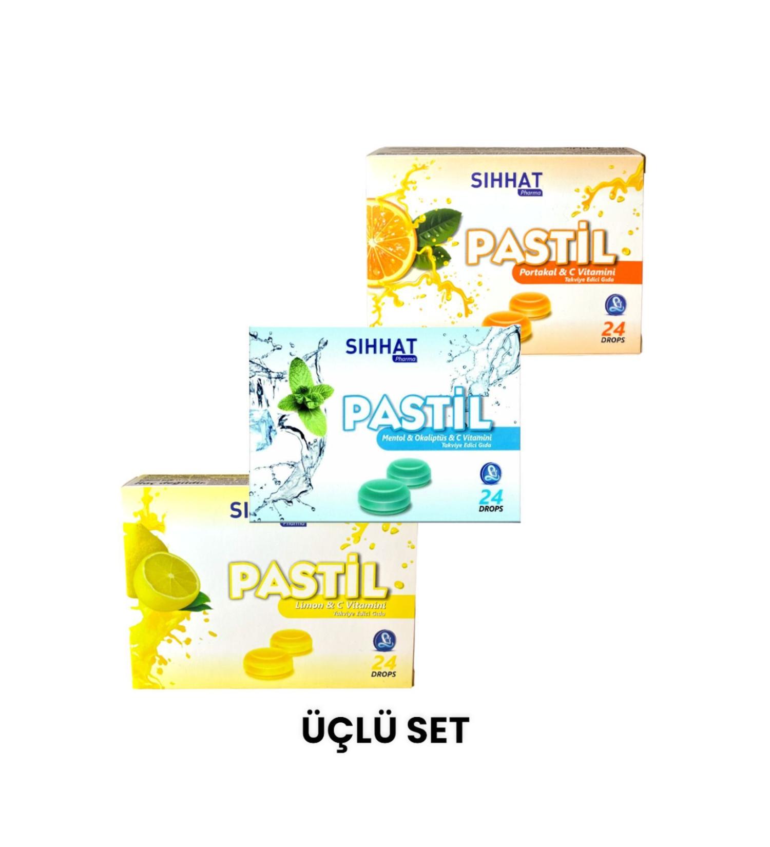 S hhat Pharma Throat Lozenge Triple Set (Menthol & Lemon & Orange Flavored)