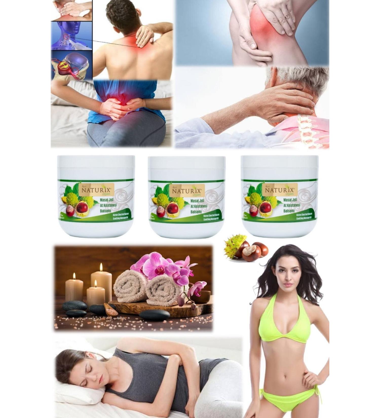 Utelips 3 Pieces X Ideal Horse Chestnut Gel for Waist and Neck Hernia 500ml Period Whole Body Massage Cream Fresh - Buy Online on GoSupps.com