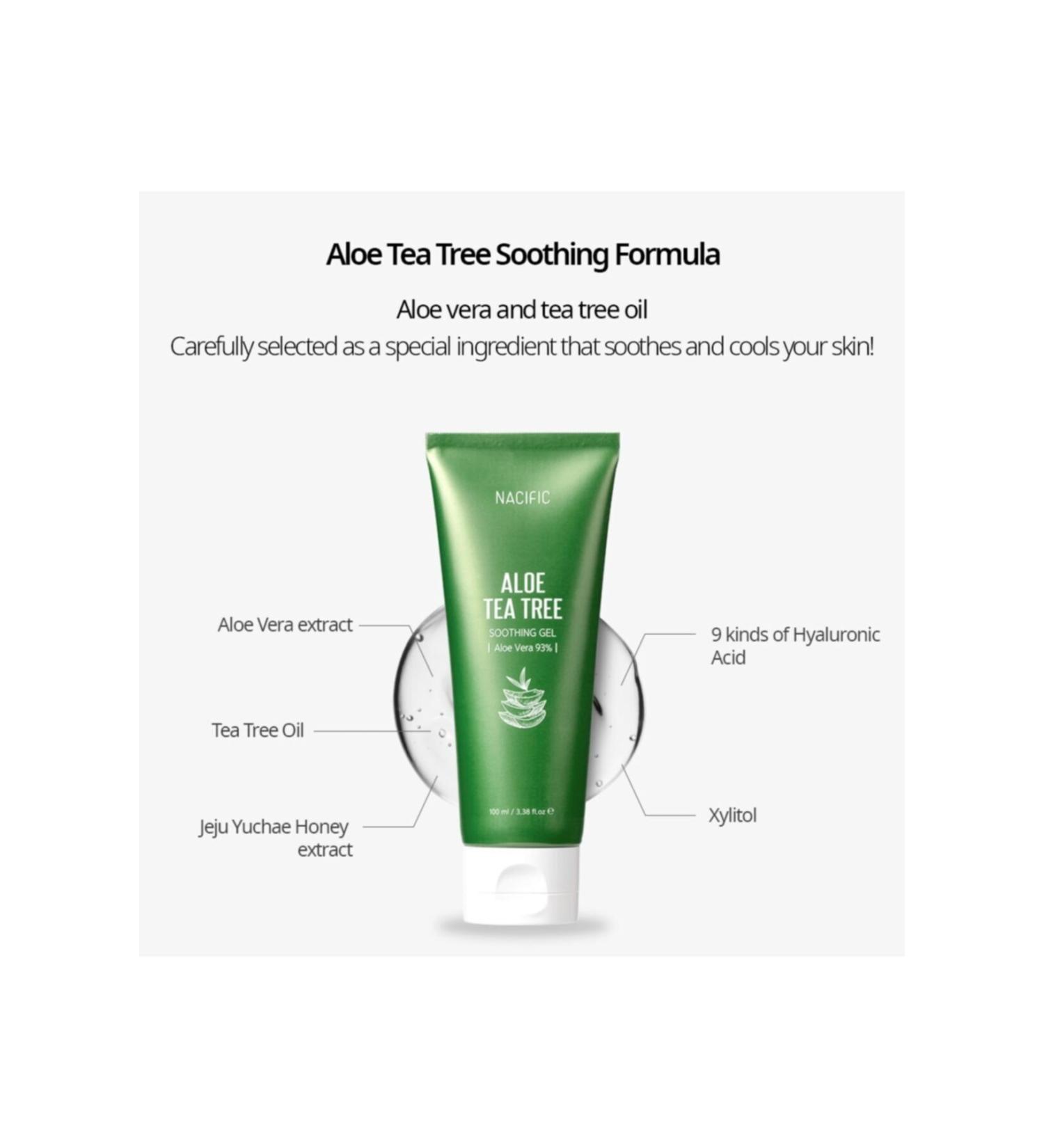 Nacific Aloe Tea Tree Soothing Gel - Soothing Aloe Vera Gel 100ml - Buy Online on GoSupps.com