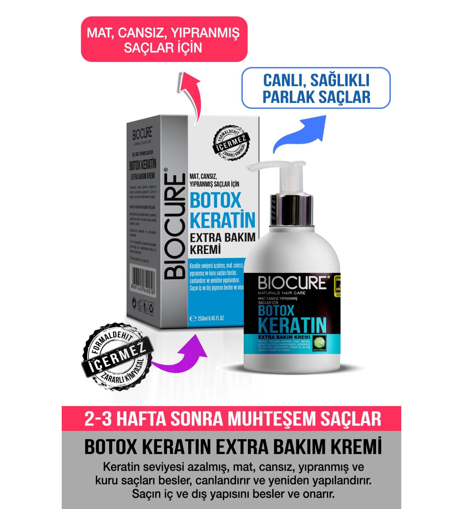 Biocure DHT Blocker Extra Botox Keratin Hair Care Cream Hair Botox / 250 Ml.