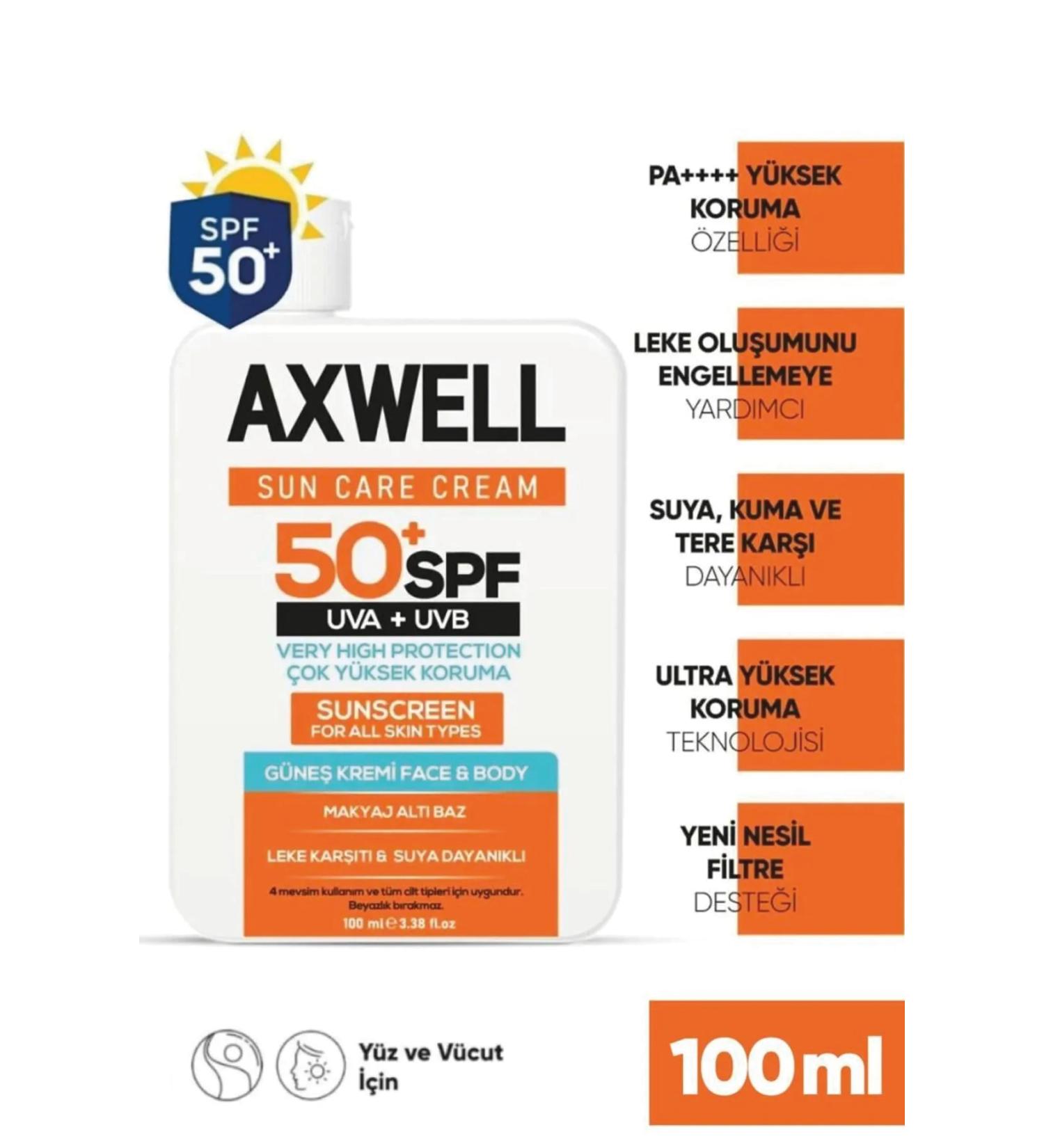 AXWELL Sun Care Cream Anti-Spot Sunscreen Very High Protection 50+ Spf 100 ml - Buy Online on GoSupps.com