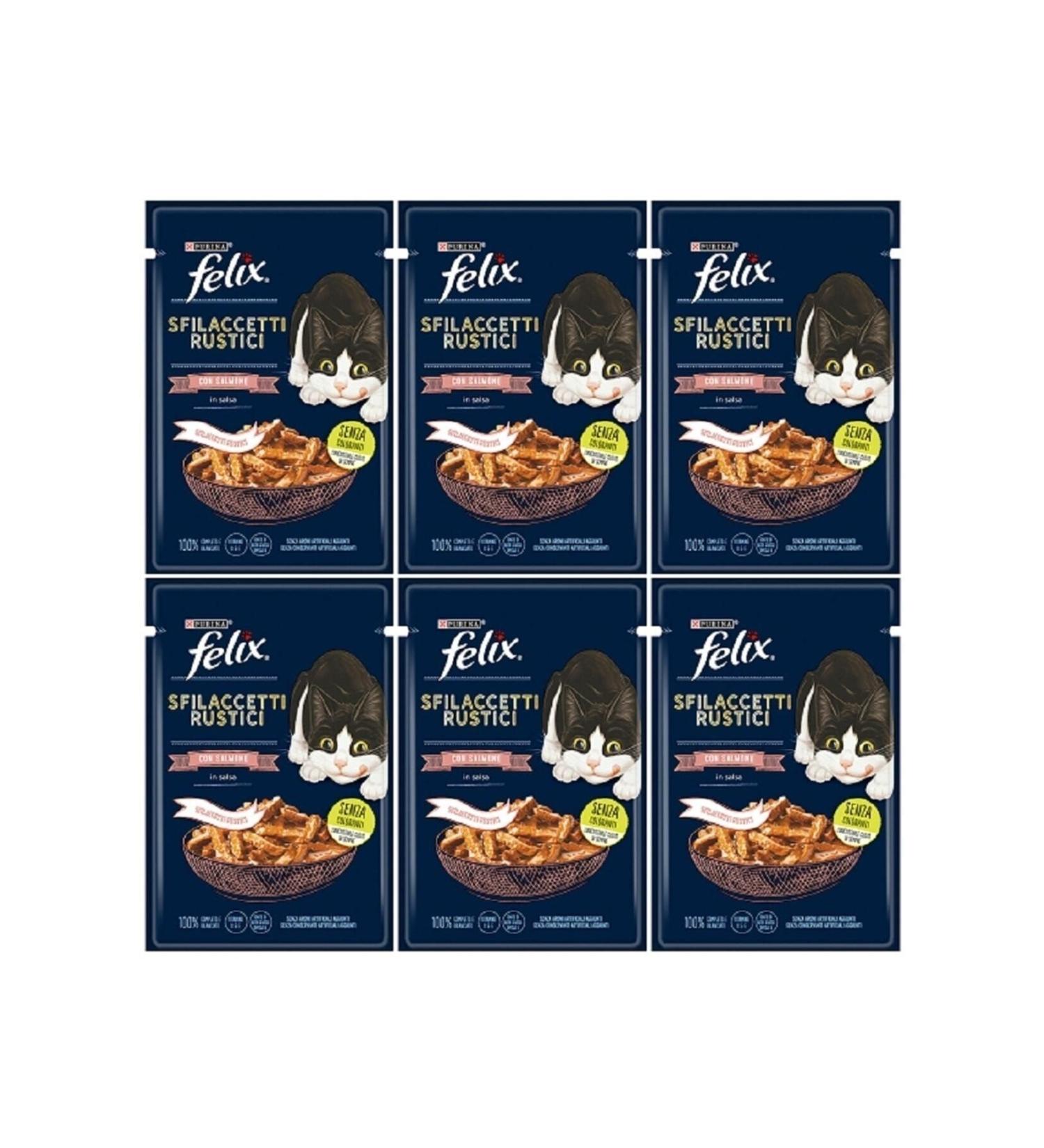 FELIX 6 Pieces Felix 80gr Delicious Meat Slices with Salmon