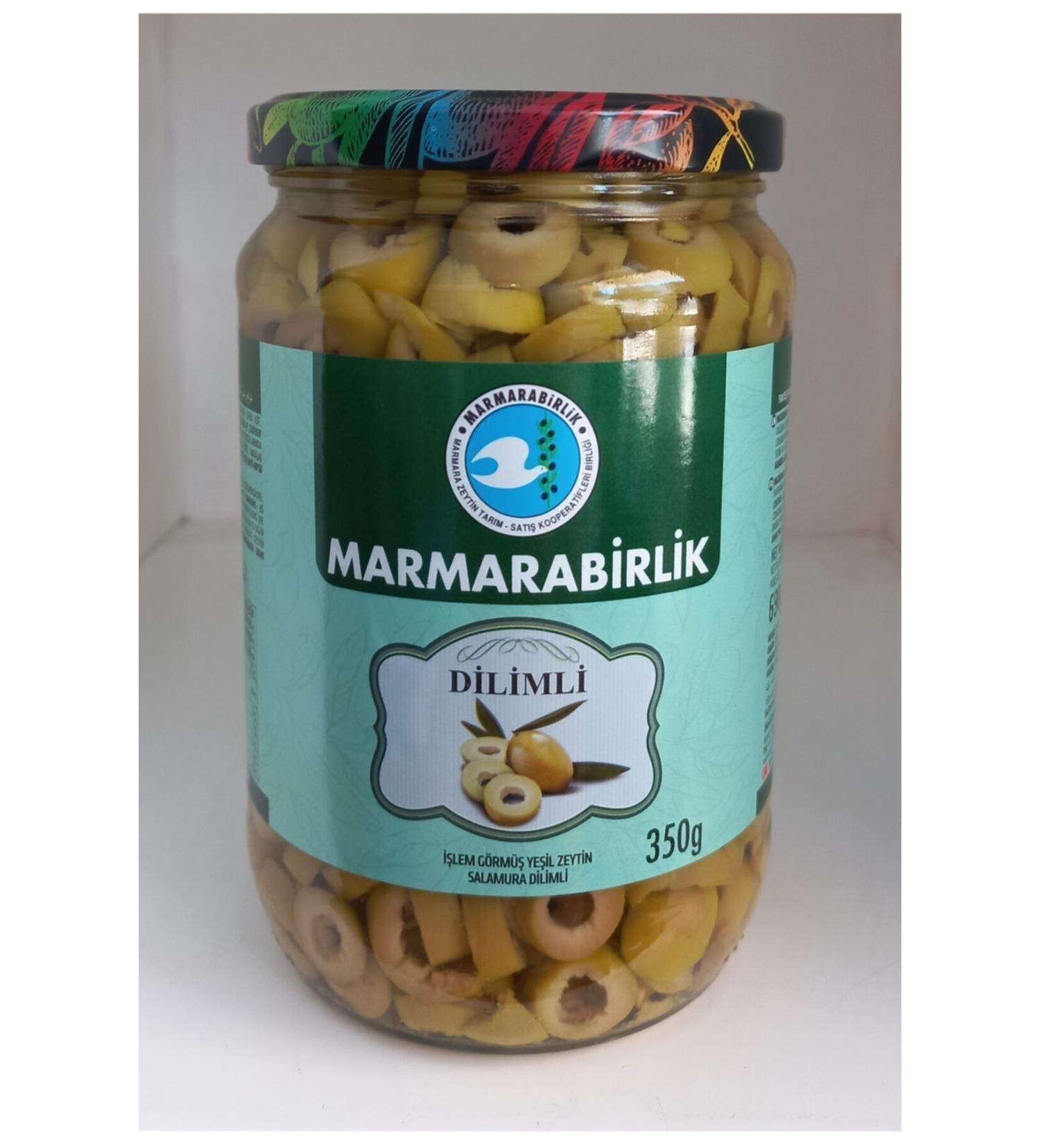 Marmarabirlik Sliced Green Olives 350 gr Glass