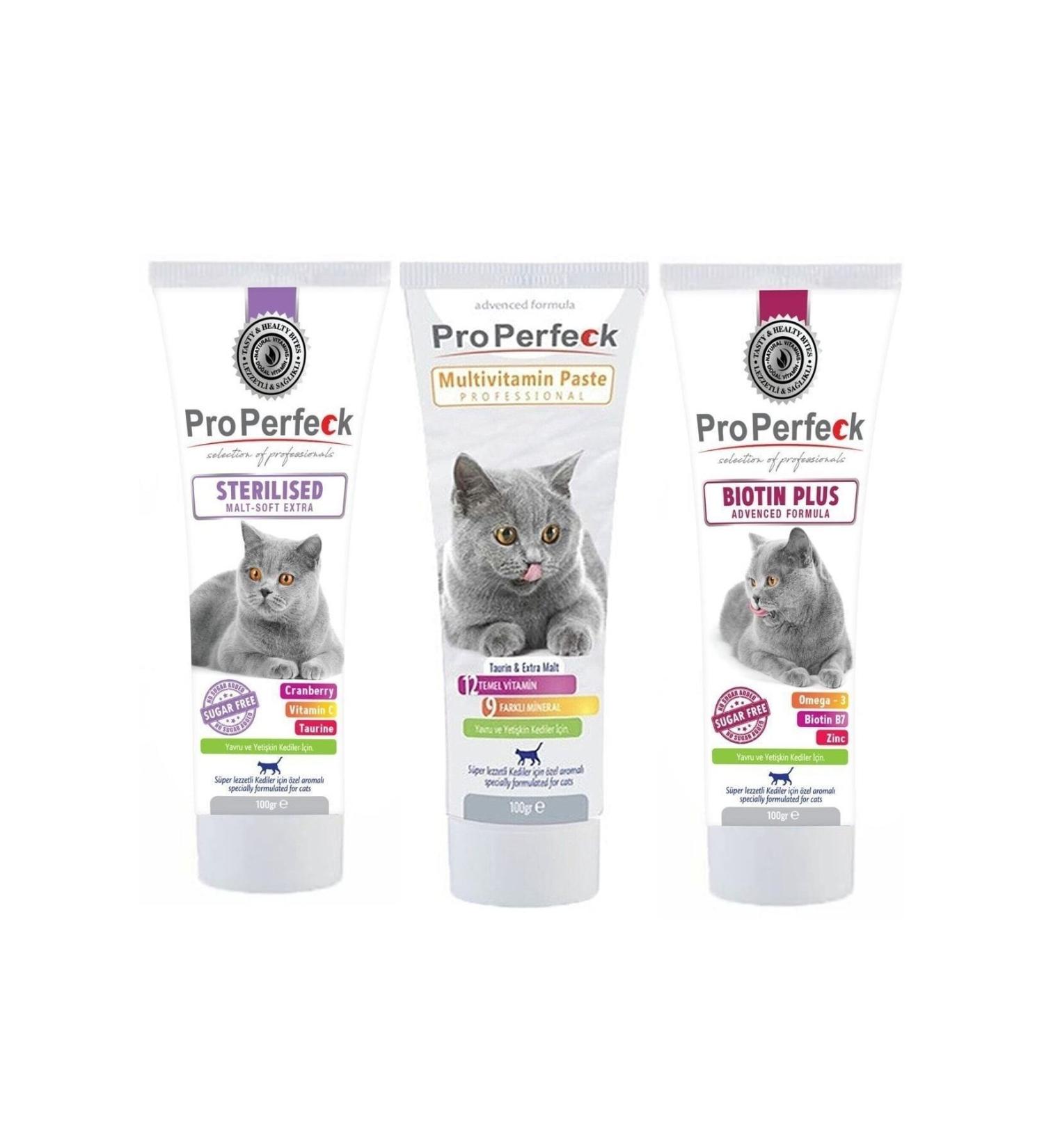pro perfeck Sterilized Malt Soft Extra 100 Gr + Multivitamin Paste 100 Gr + Biotin Plus 100 Gr