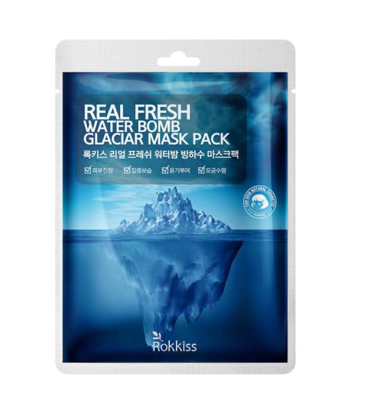 rokkiss 5x Water Bomb Glacier Face Mask- Korea's 'Glacier' Moisture Bomb Face Mask (5PCS)