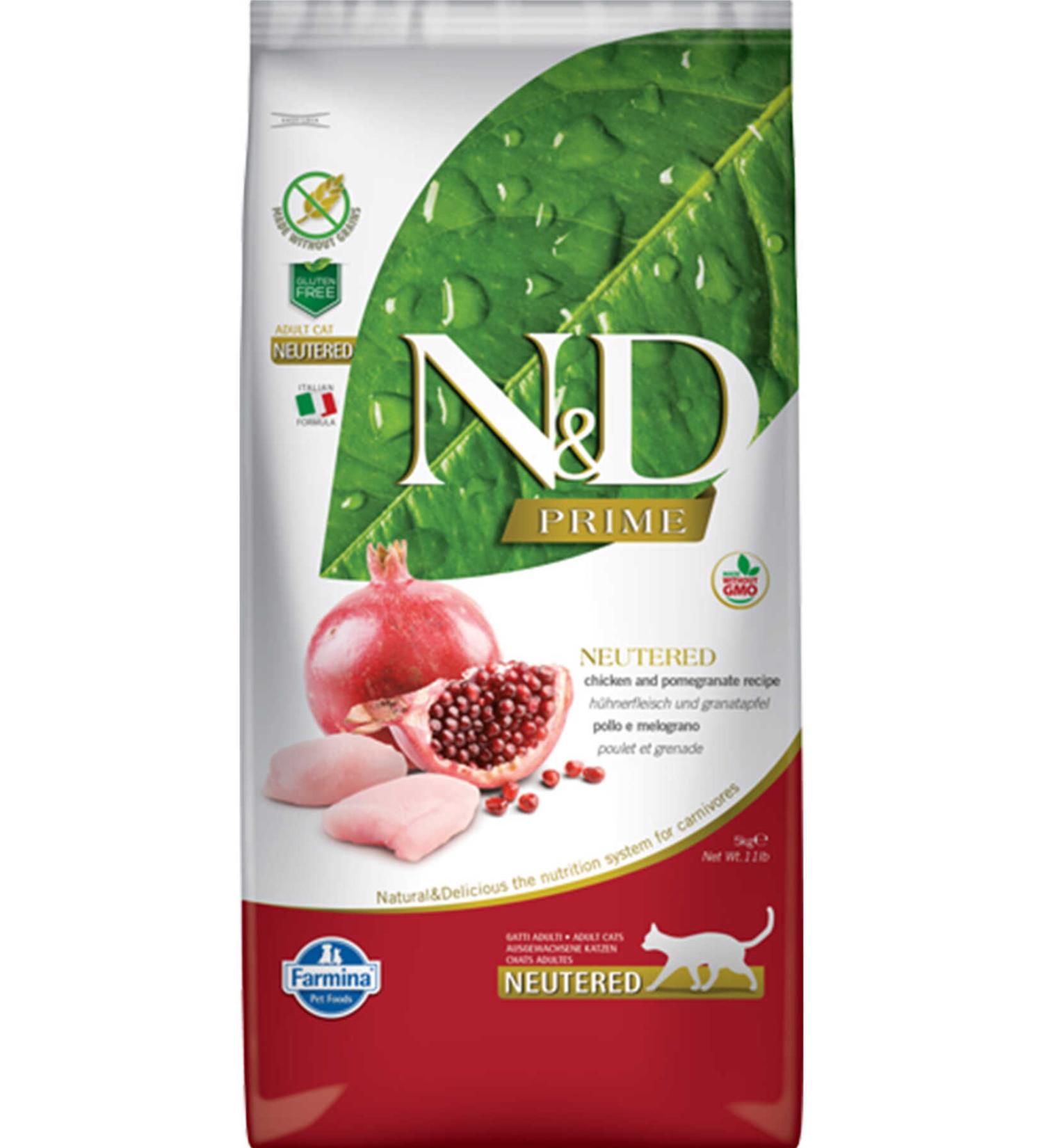 N & D ND Prime Grain-Free Chicken and Pomegranate 5kg Sterilized Cat Food
