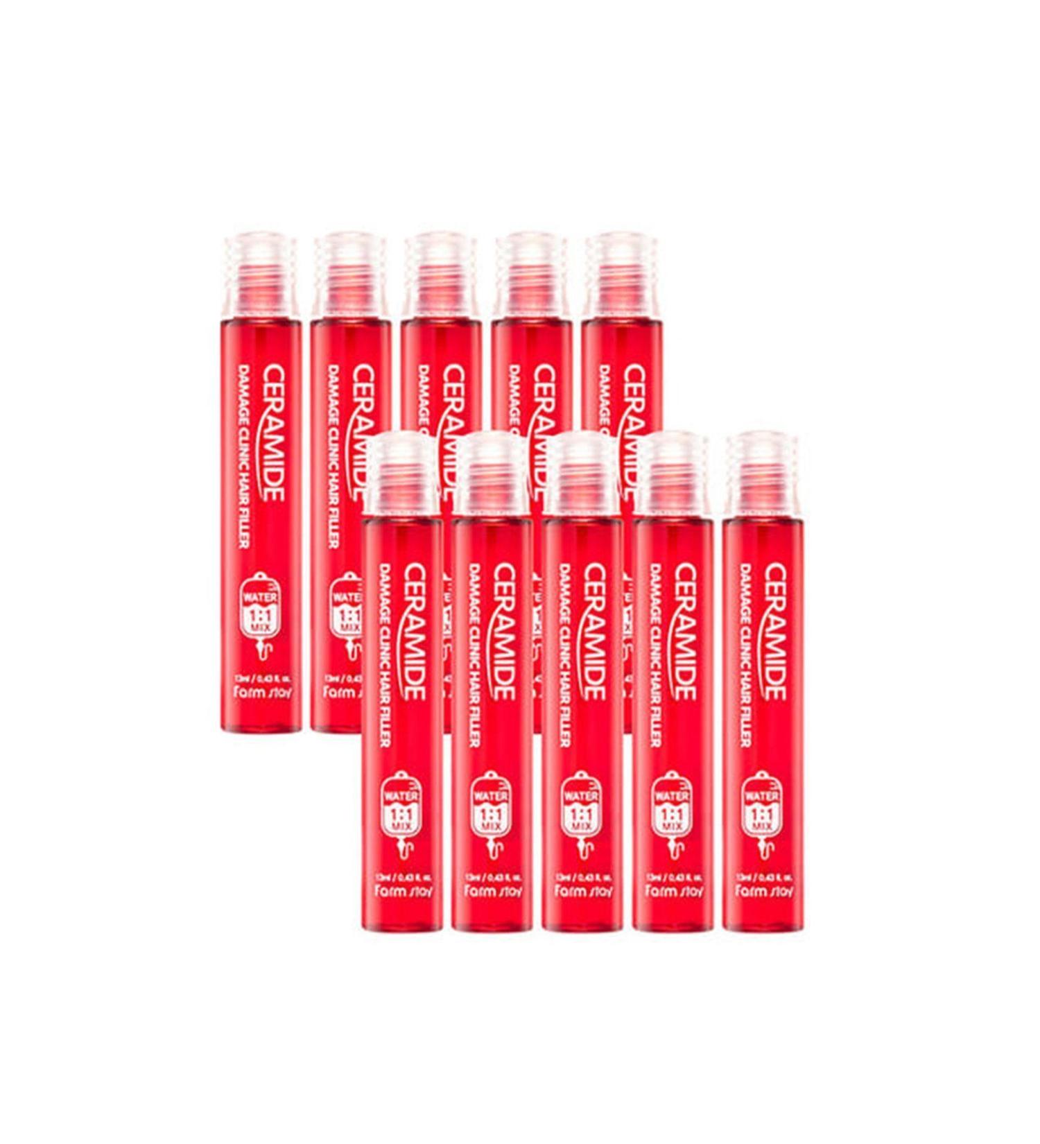 Farmstay Ceramide Damage - Ceramide and Keratin Ampoule Hair Care Serum Set 13 ml * 10 pcs - Buy Online on GoSupps.com