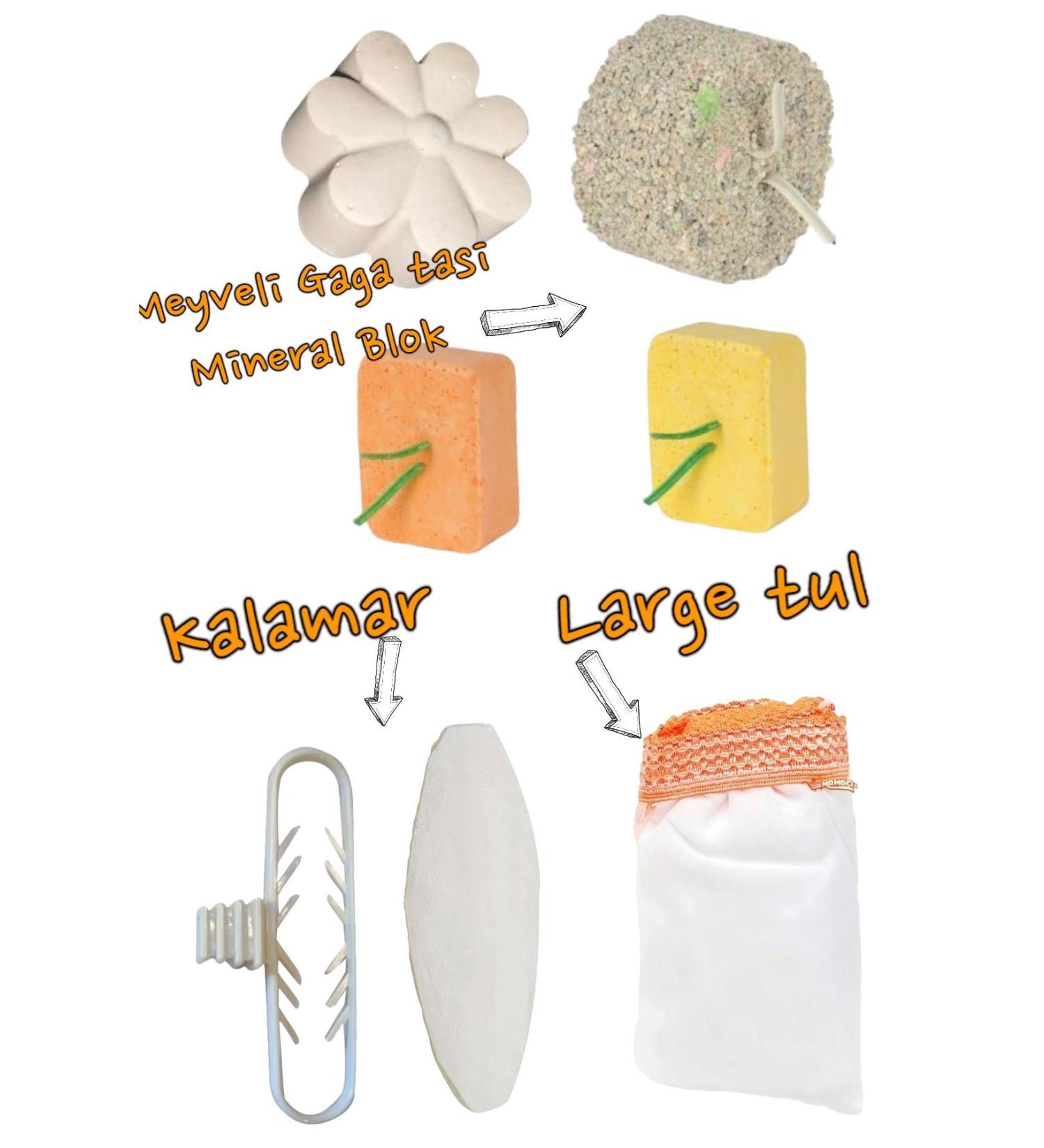 ozzipetshop Parrot beak stone squid medium size cage cover mineral block set