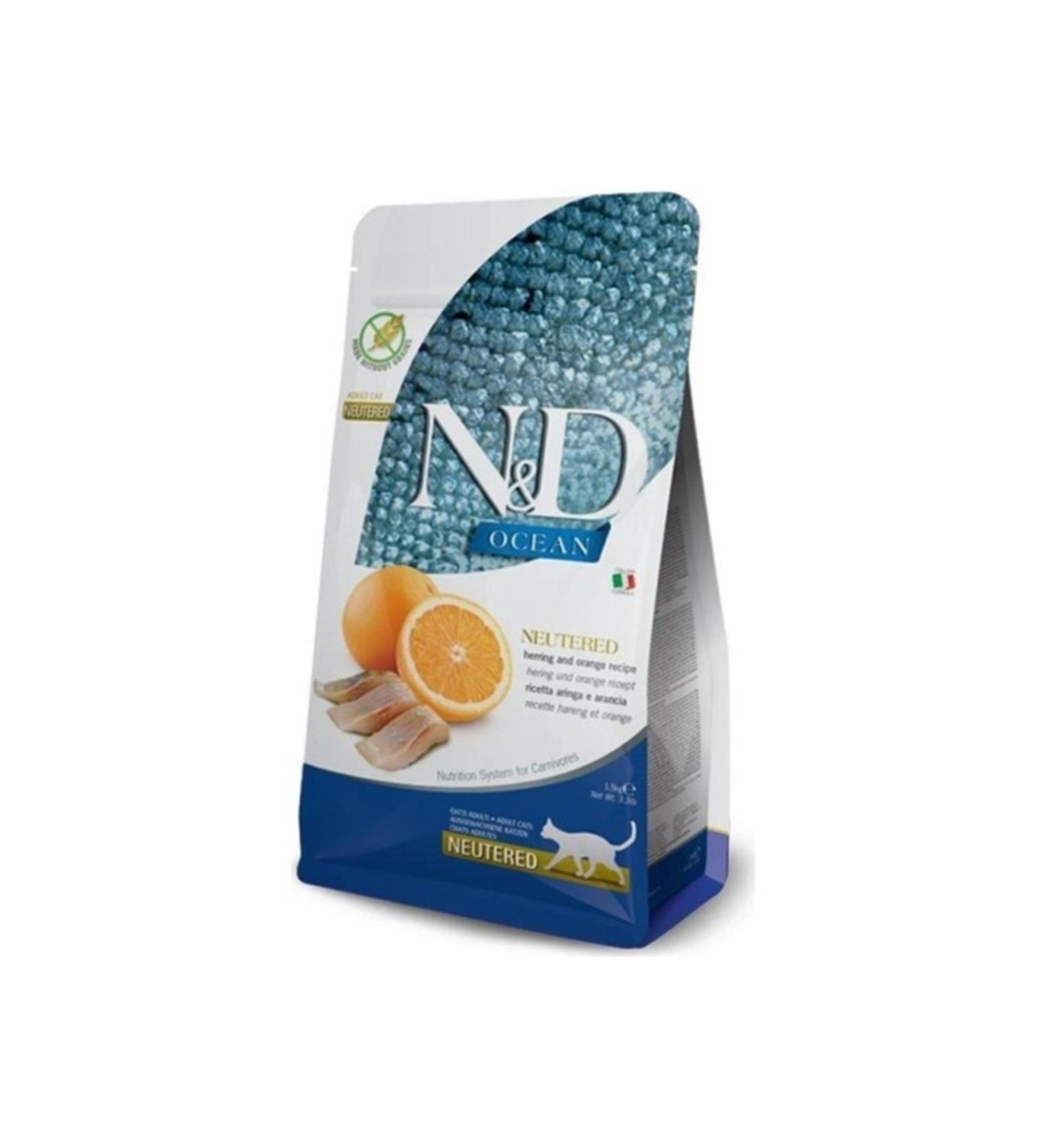 N & D Nd Ocean Herring Orange Sterilized Cat Food 1.5 Kg