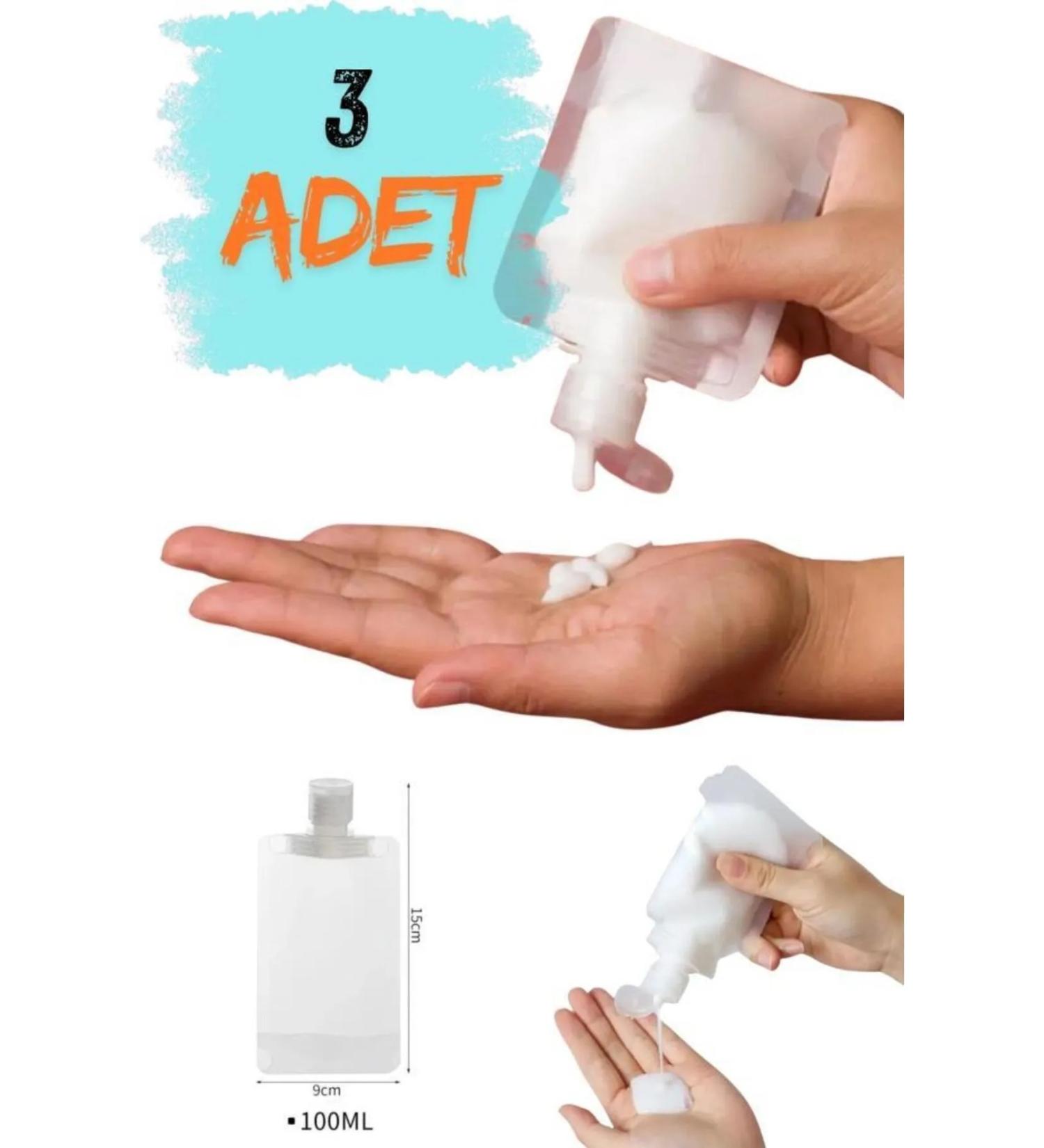 safestore 3 Pieces 100ml Cream Shampoo Container Reusable Set