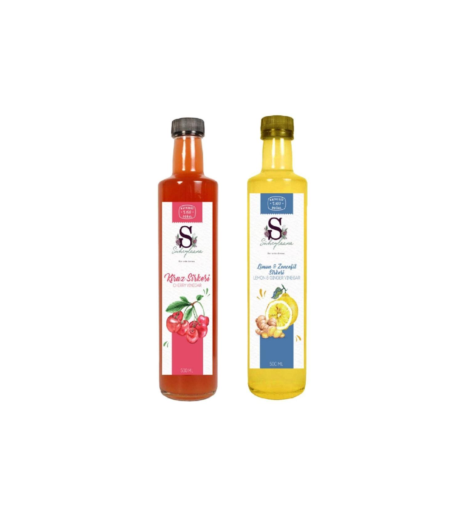 Suheylaana Natural Cherry Vinegar 500 Ml - Natural Lemon & Ginger Vinegar 500 Ml