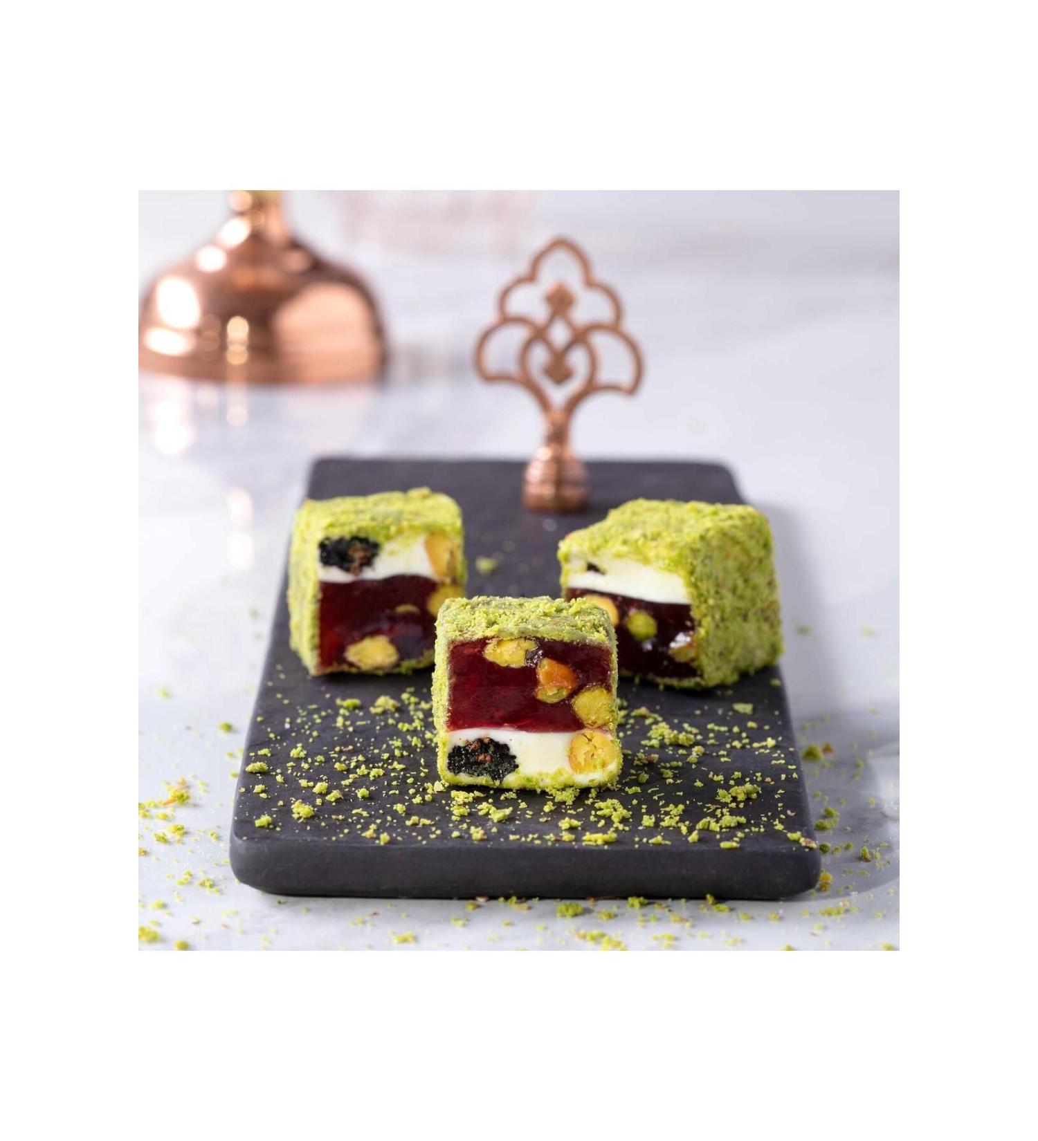 ekerci Cafer Erol Powdered Pistachio Coated Raisin Pistachio Pomegranate Sultan Pasha Wick Turkish Delight 1 Kg