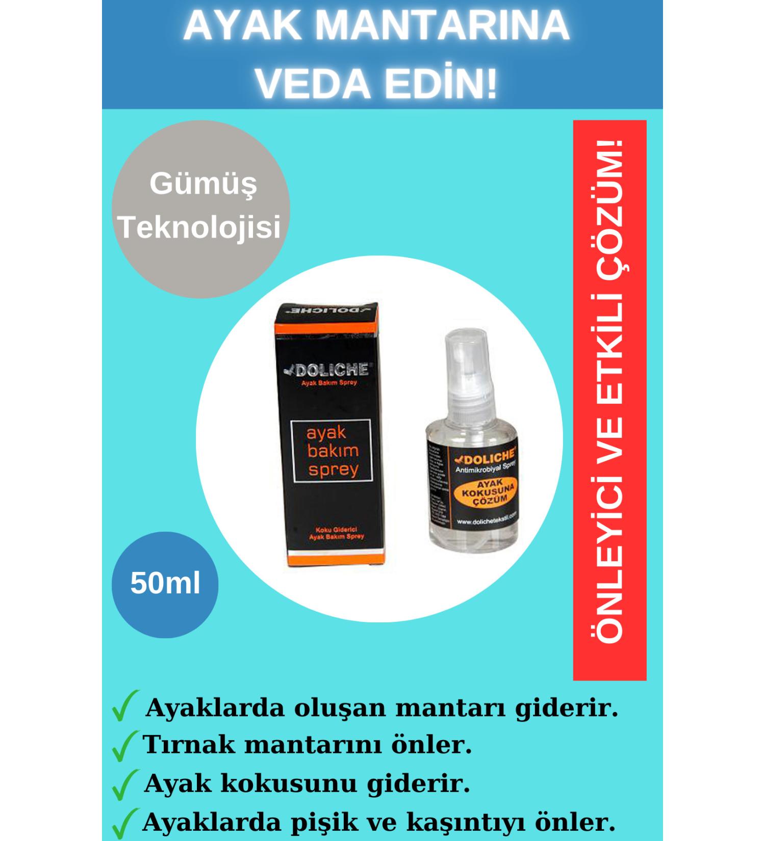 Doliche Foot and Nail Fungus Silver Spray Itching Deodorizing and Moisturizing Care Spray 50 ml