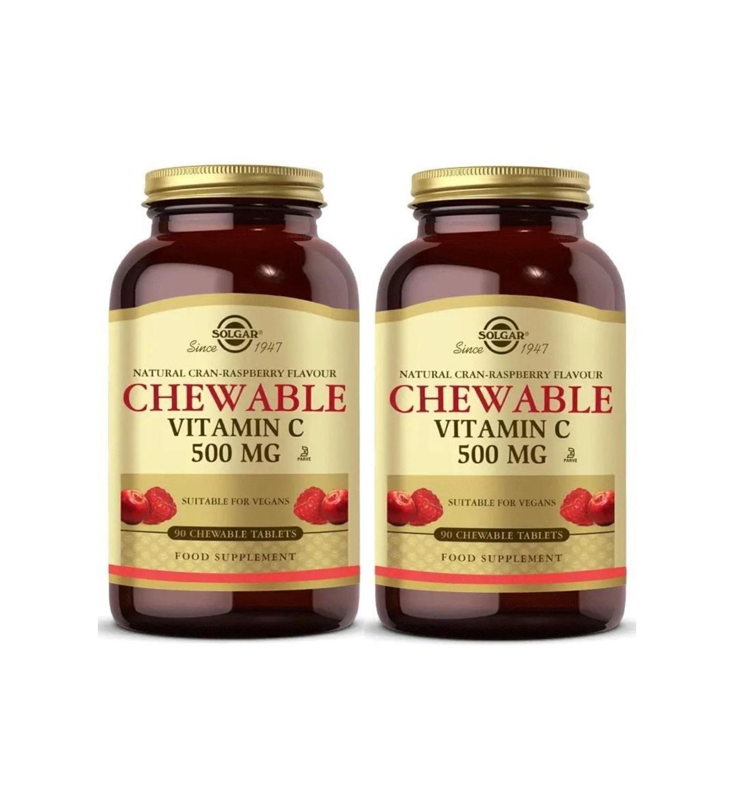 Solgar Chewable Vitamin-c 500 mg 90 Tablets 2 Pieces - Buy Online on GoSupps.com