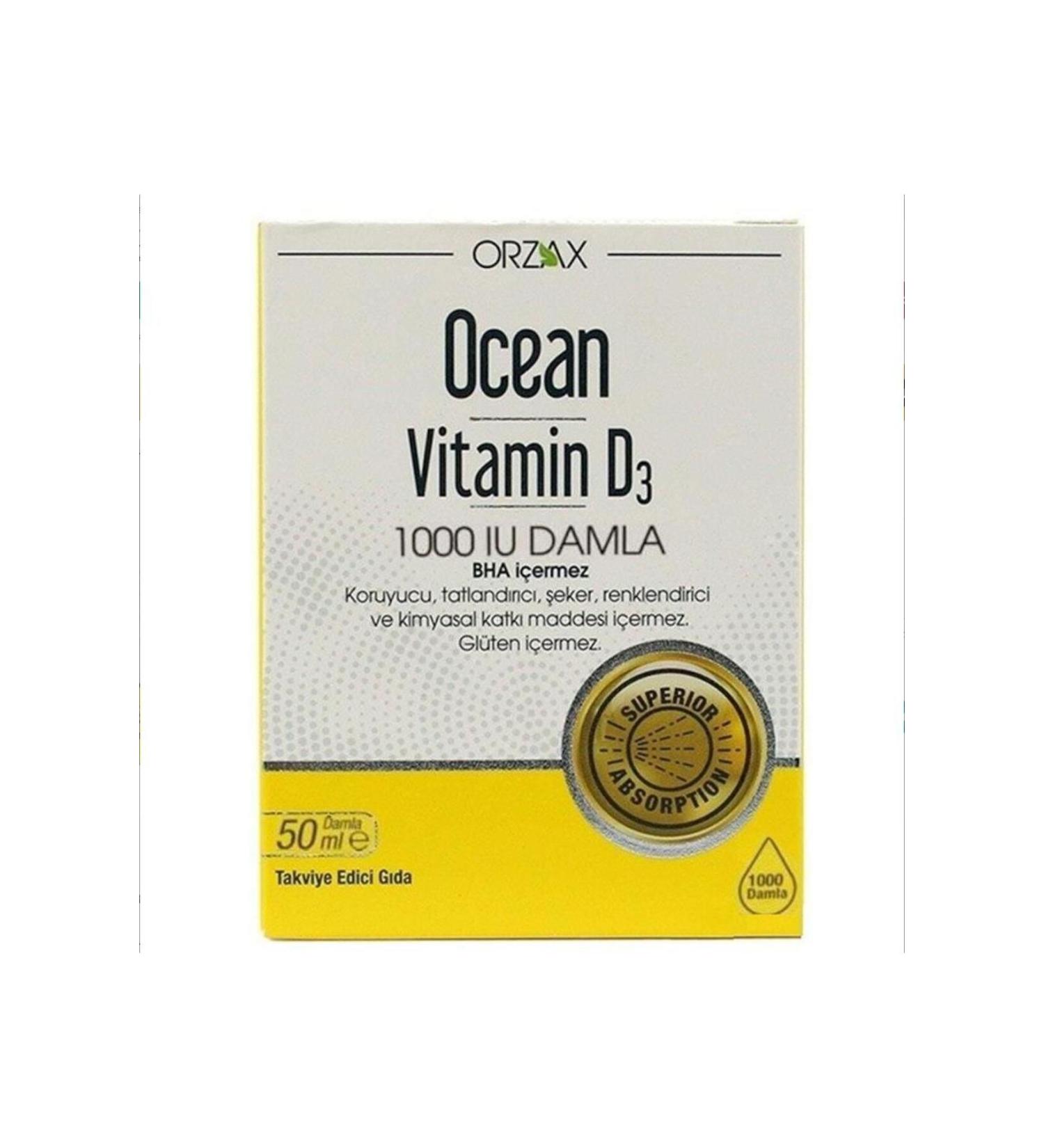 Ocean Orzax Ocean Vitamin D3 1000 IU Drops 50ml