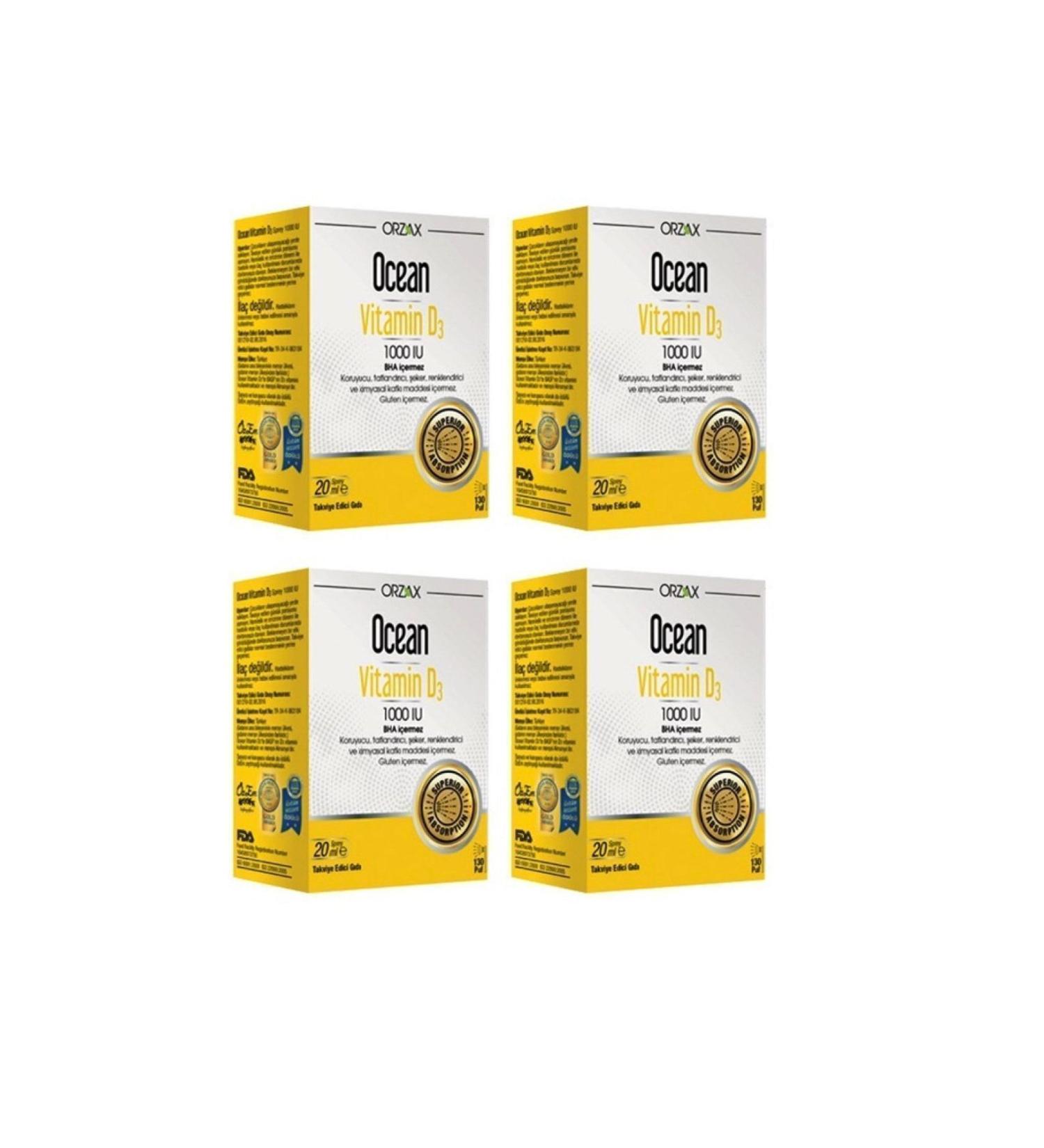 Ocean Vitamin D Support - Vitamin D3 1000 Iu Spray 20 Ml X3 Pieces