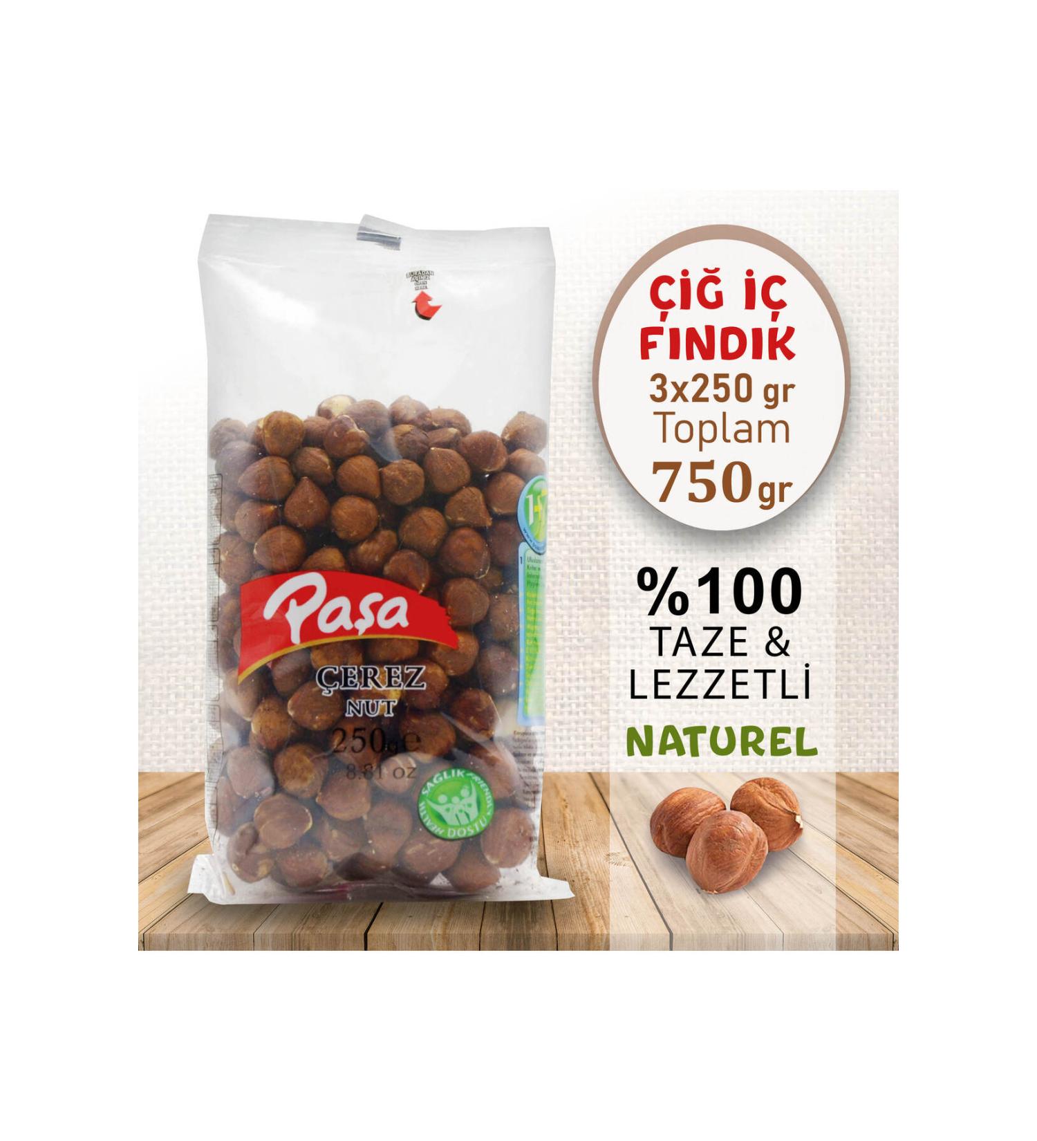 Pasha Nuts Raw Hazelnuts Transparent Package 250 gr X 3 Pieces (NATURAL 1ST QUALITY) - Buy Online on GoSupps.com