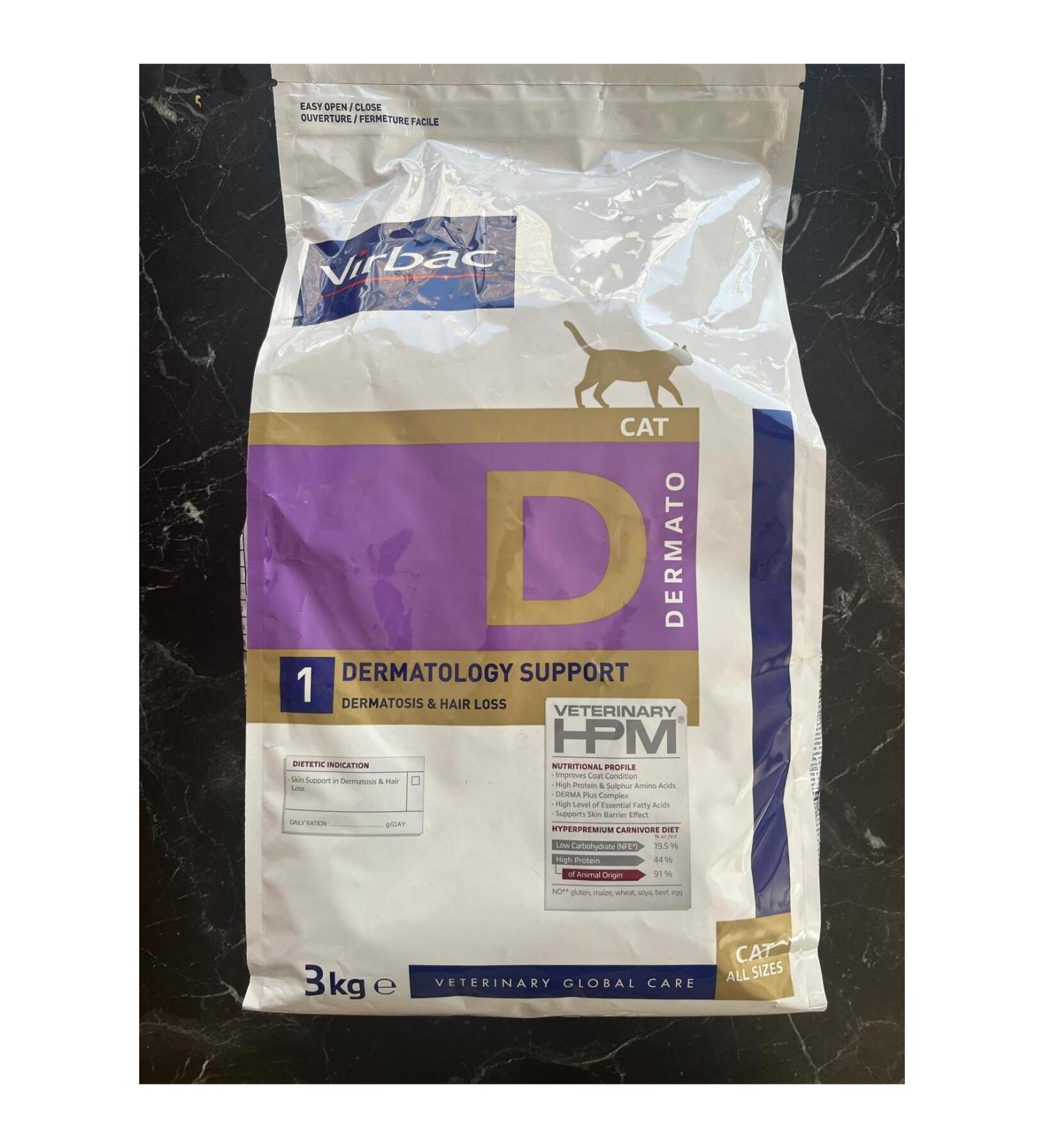 Virbac OTHER VIRBAC DERMATOSIS & HAIR LOSS ( D 2) CAT FOOD 3 KG.